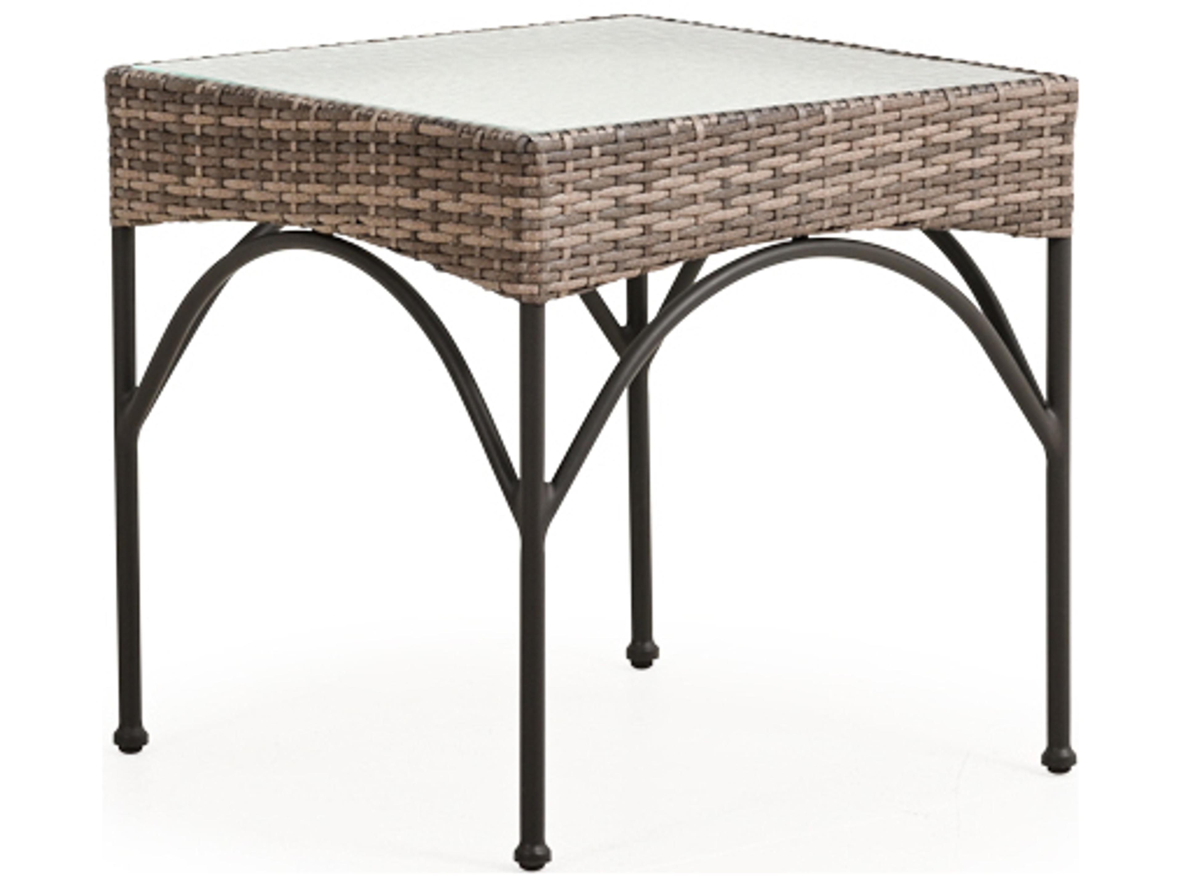Augusta Wicker Square Glass top Outdoor Patio End Table