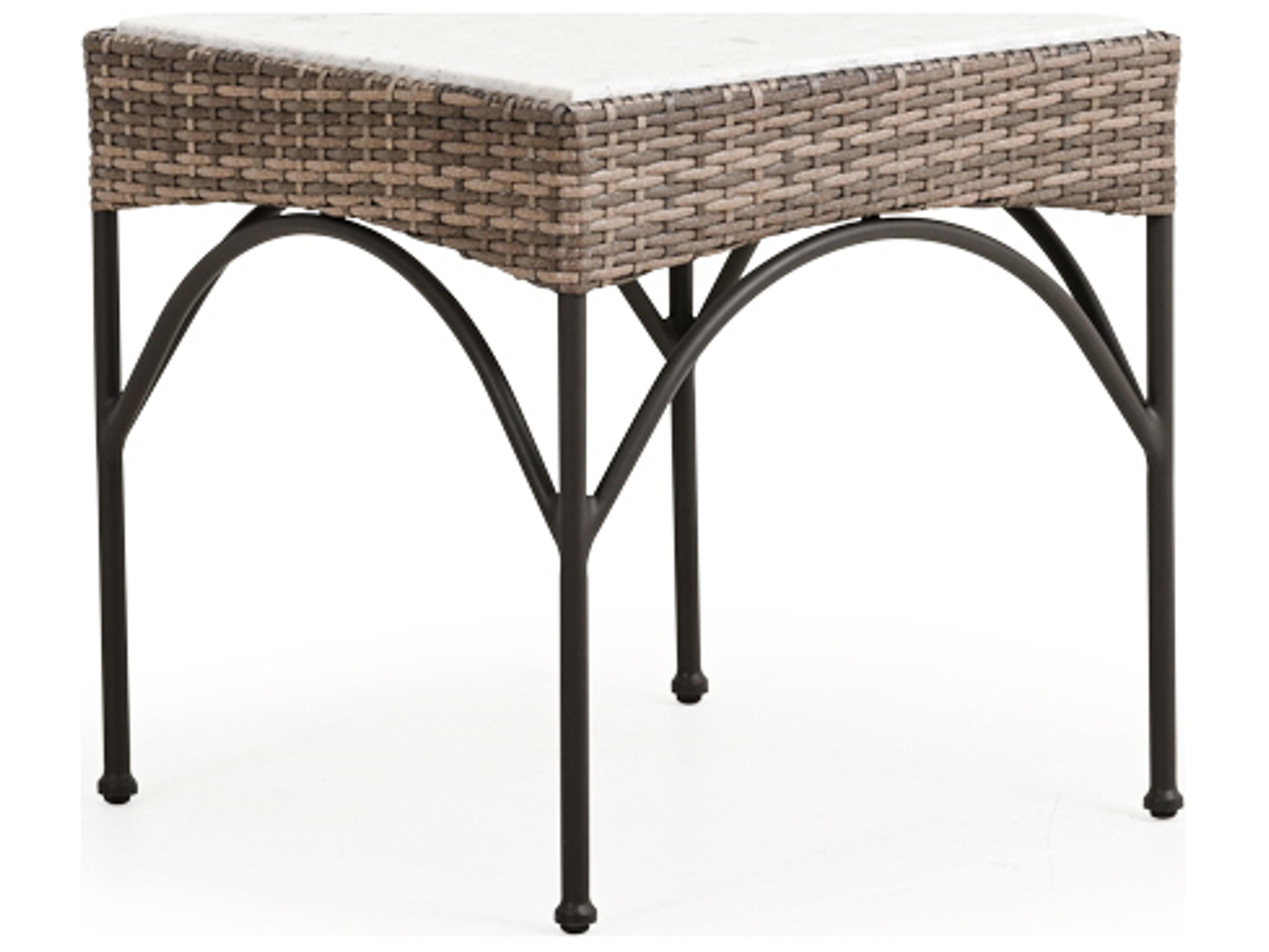 Watermark Living Augusta Wicker Square Glass top Outdoor Patio End Table