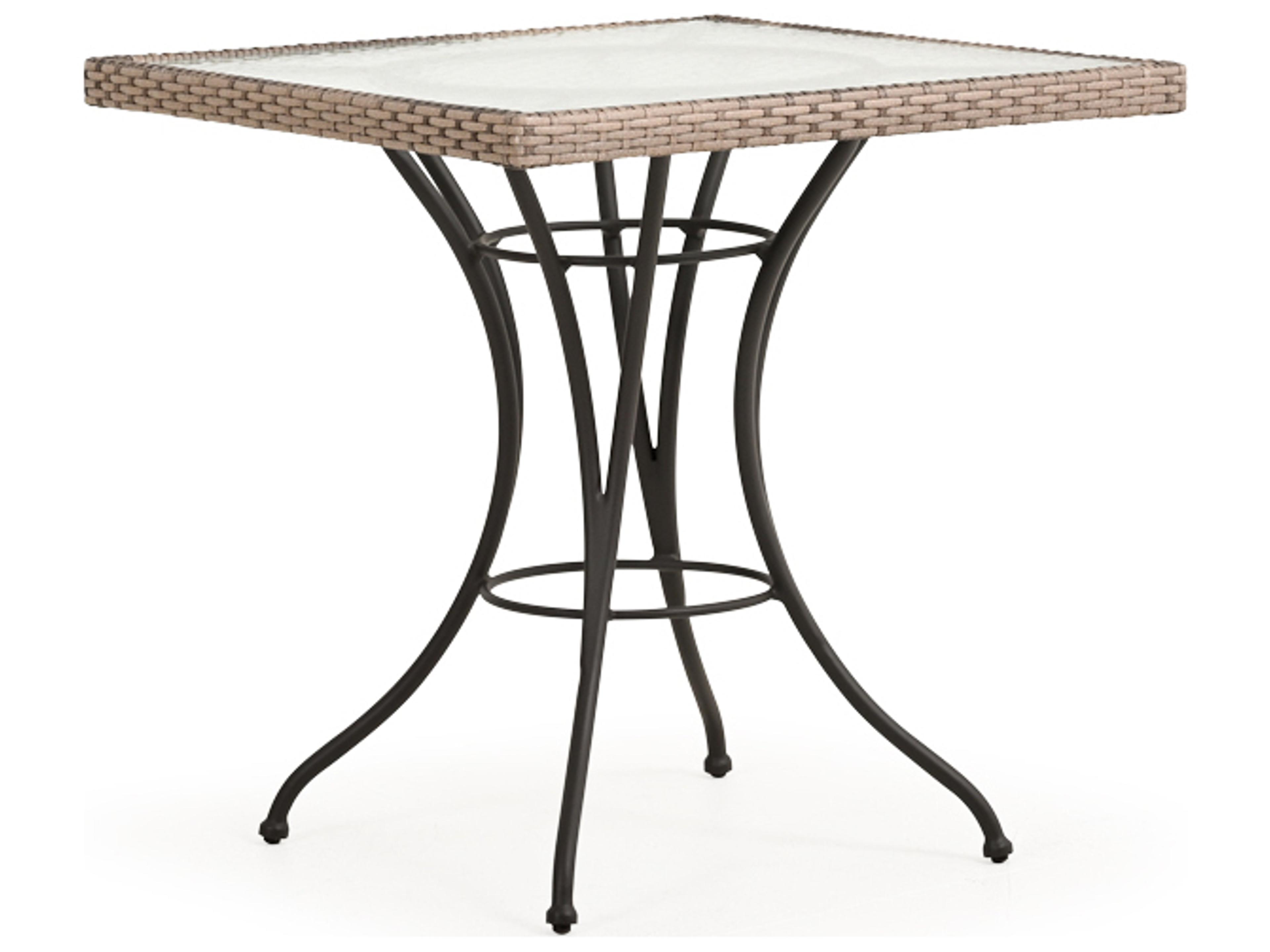 Augusta Wicker Square Glass Top Outdoor Patio Bistro Table