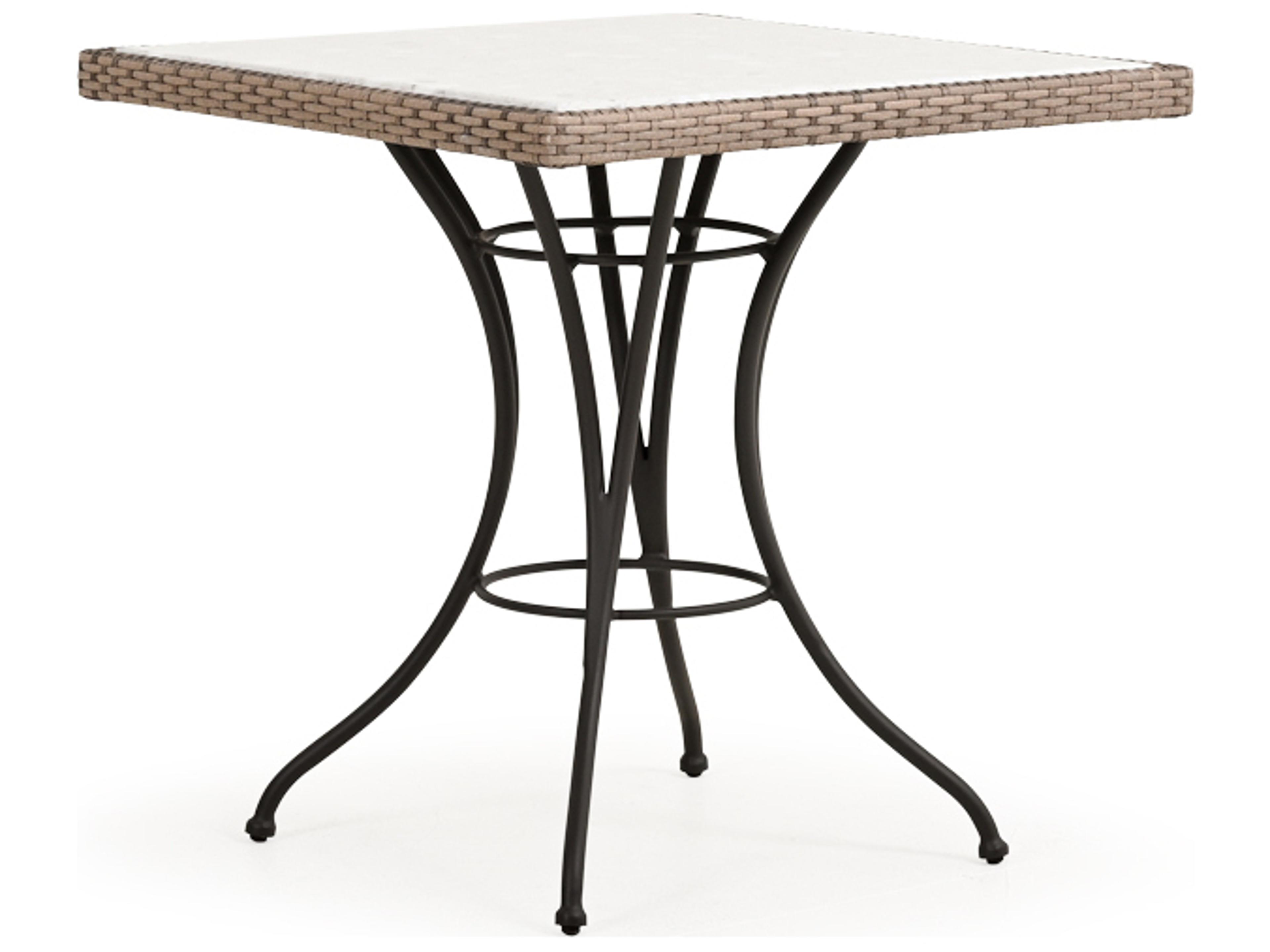 Watermark Living Augusta Wicker Square Glass Top Outdoor Patio Bistro Table