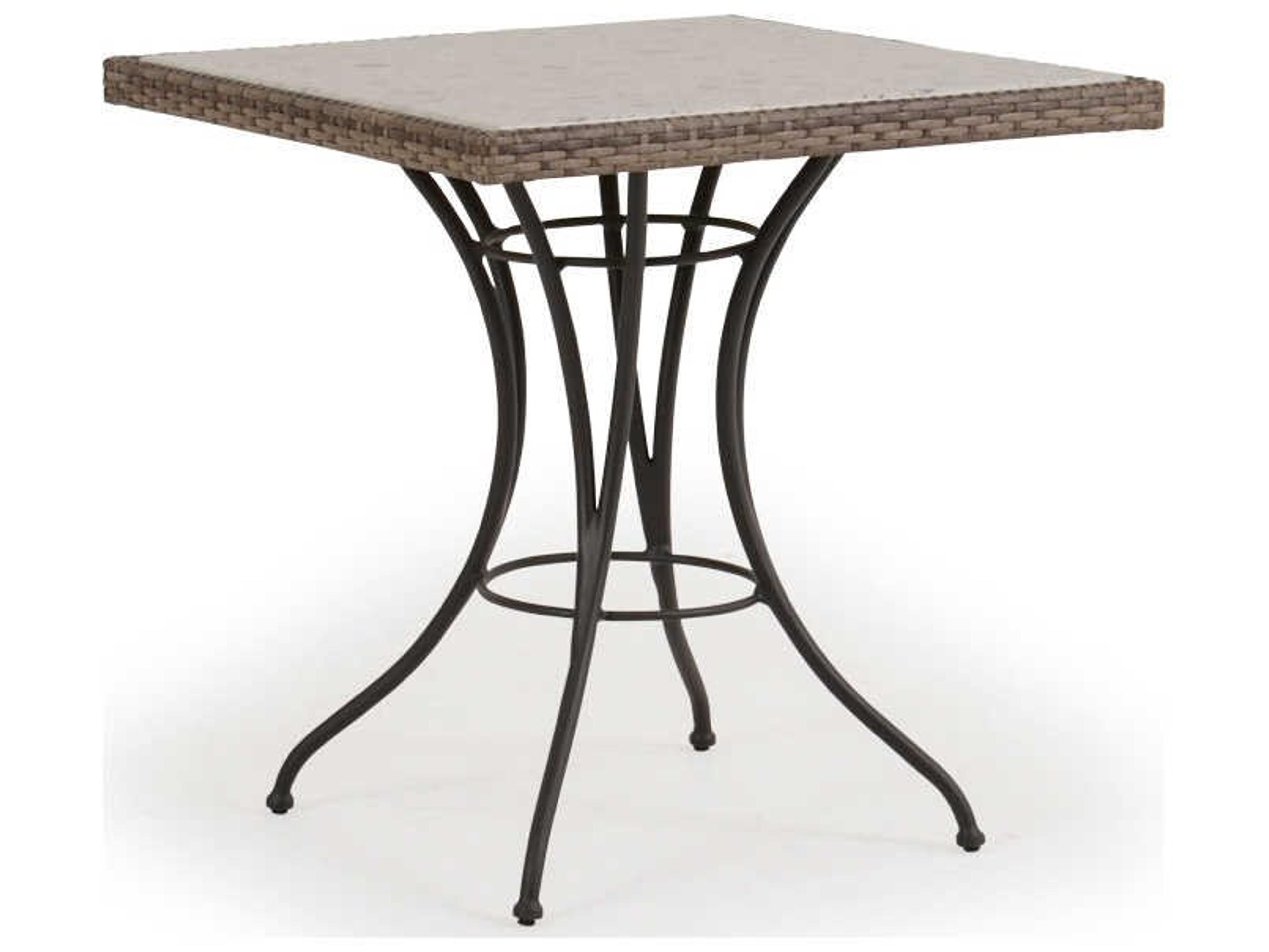 Augusta Wicker Square Stone Top Patio Bistro Table