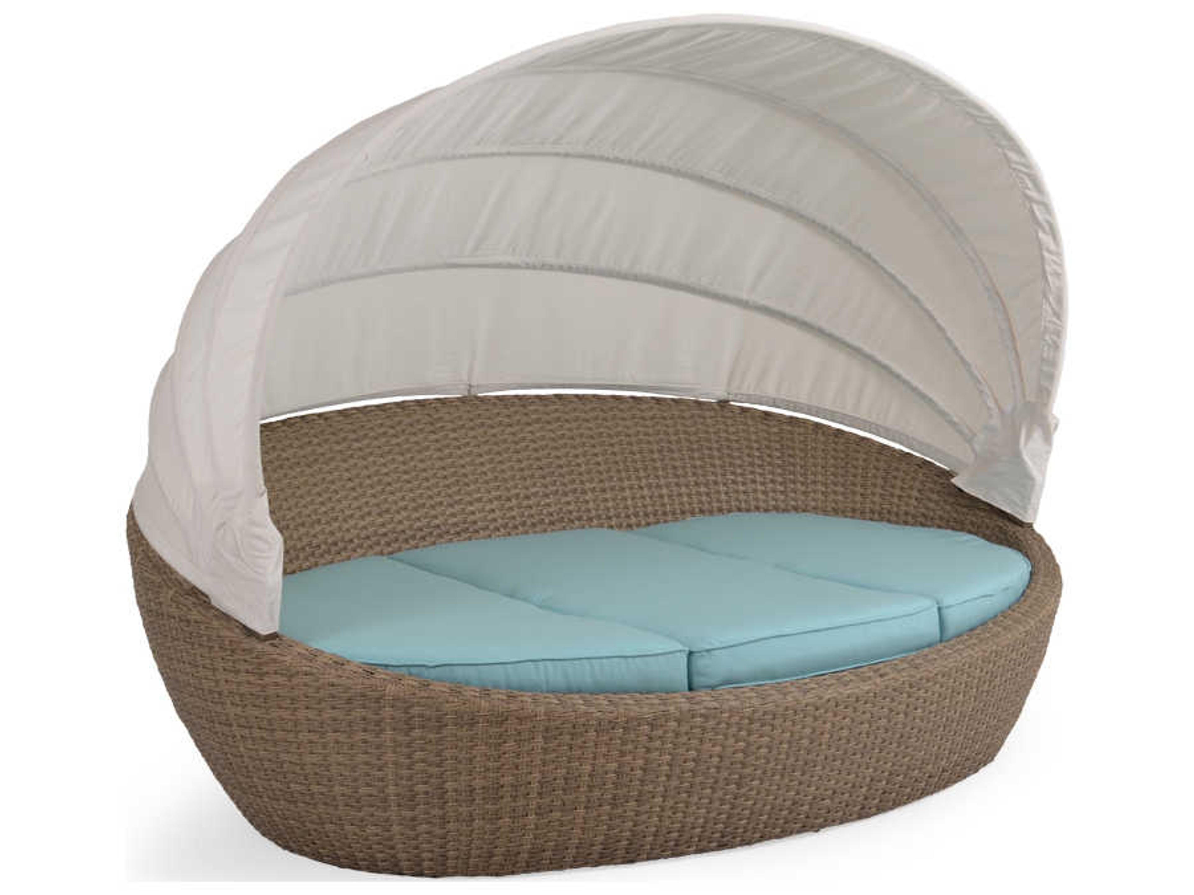 Quick Ship Seaside Wicker Day Chaise With Canopy