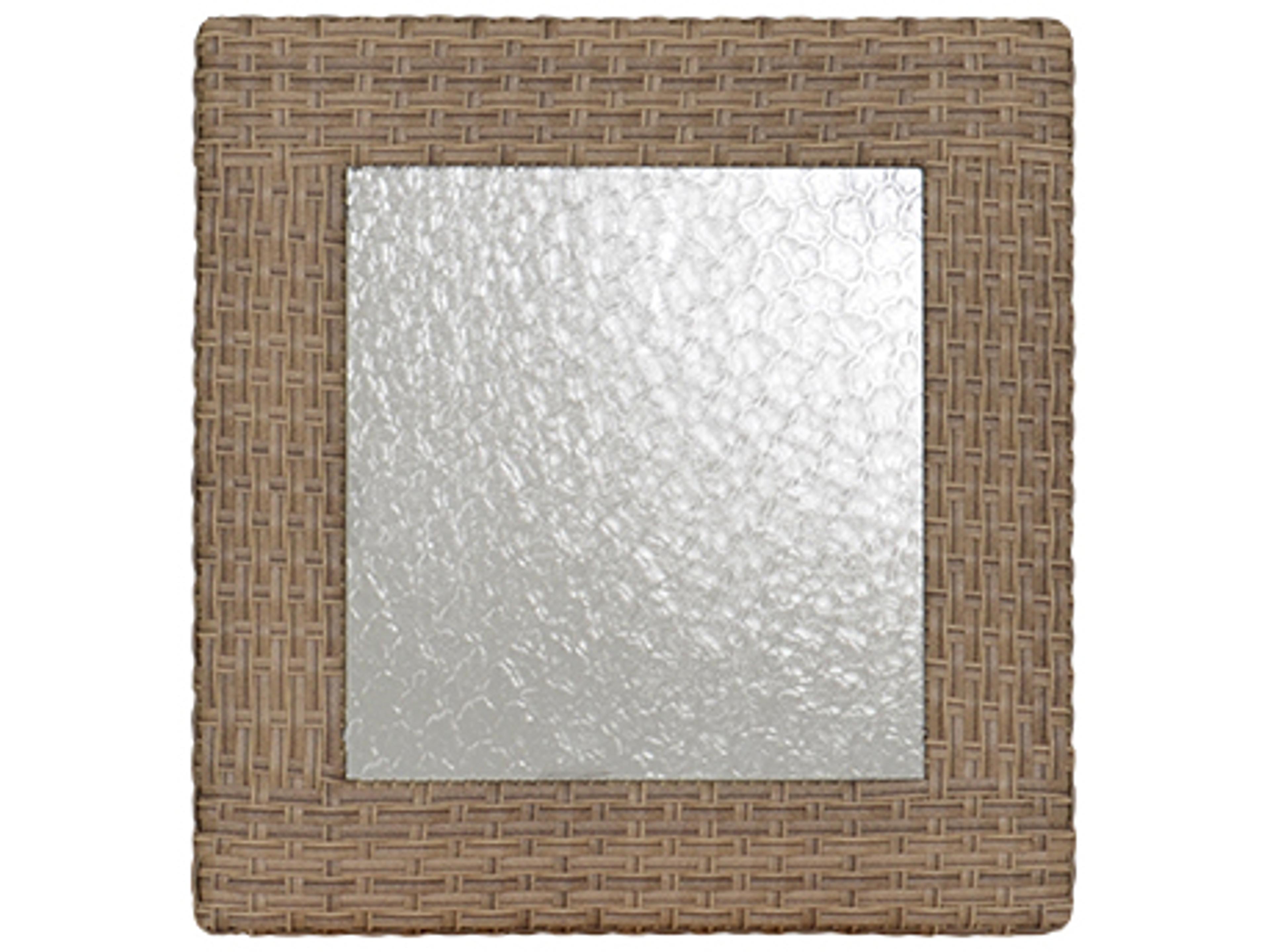 Watermark Living Seaside Wicker Square Glass Top Outdoor Patio End Table