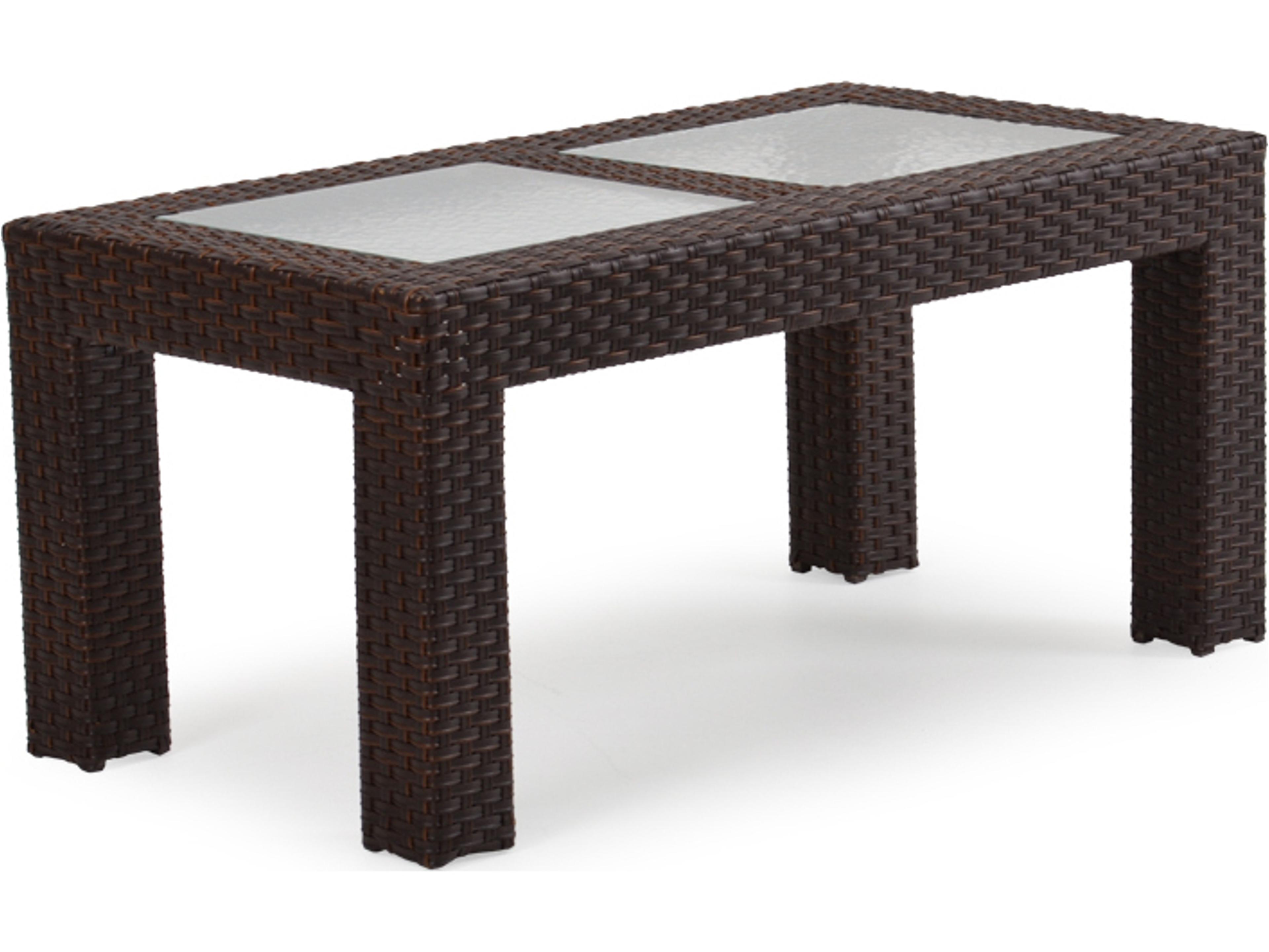 Watermark Living Seaside Wicker Rectangular Glass Top Patio Coffee Table