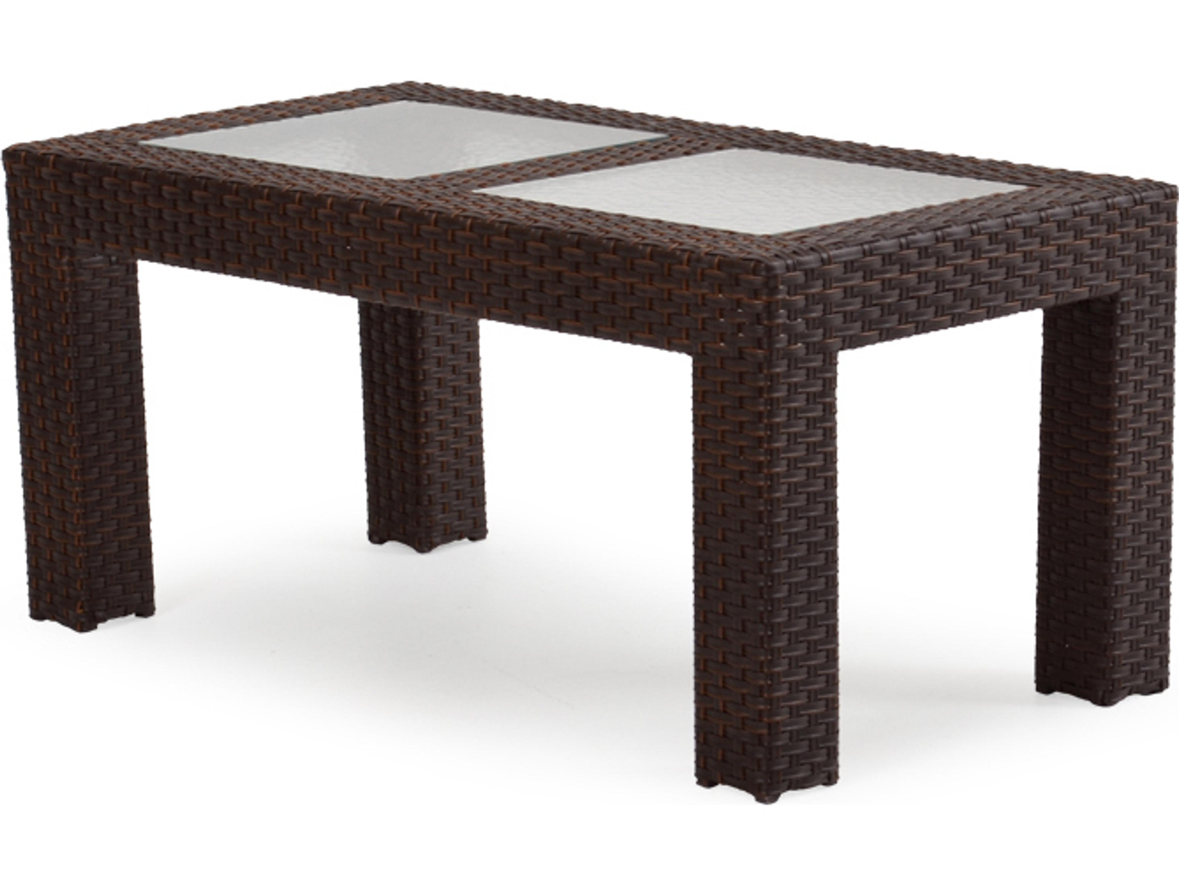 Watermark Living Seaside Wicker Rectangular Glass Top Patio Coffee Table