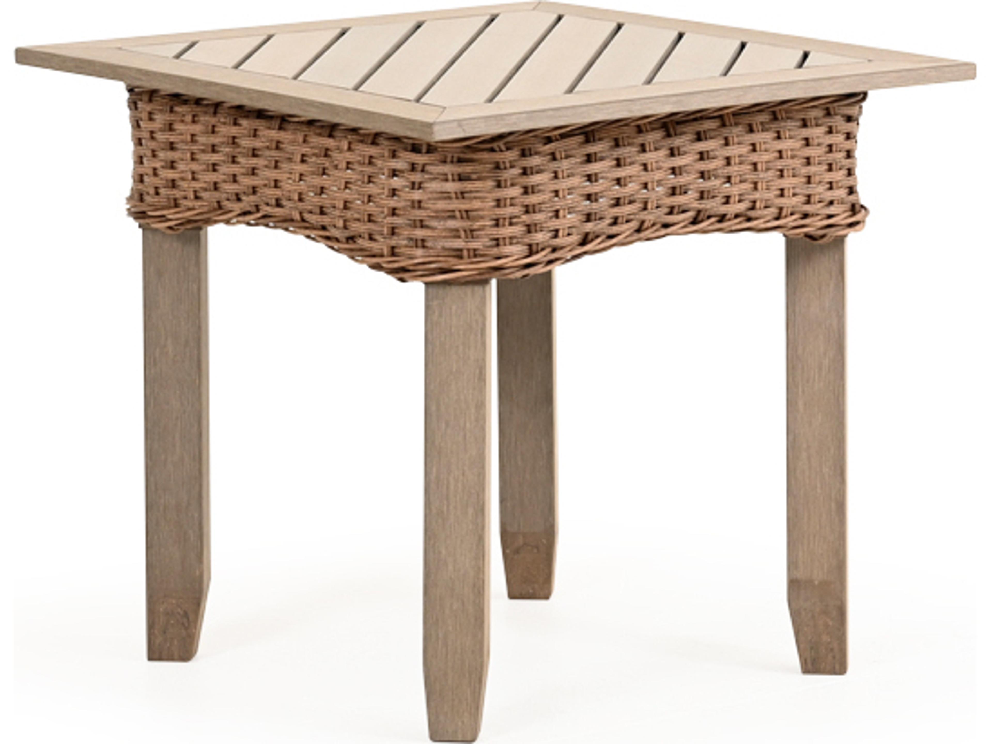Watermark Living Edenton Wicker Square PoliSoul Top Patio End Table