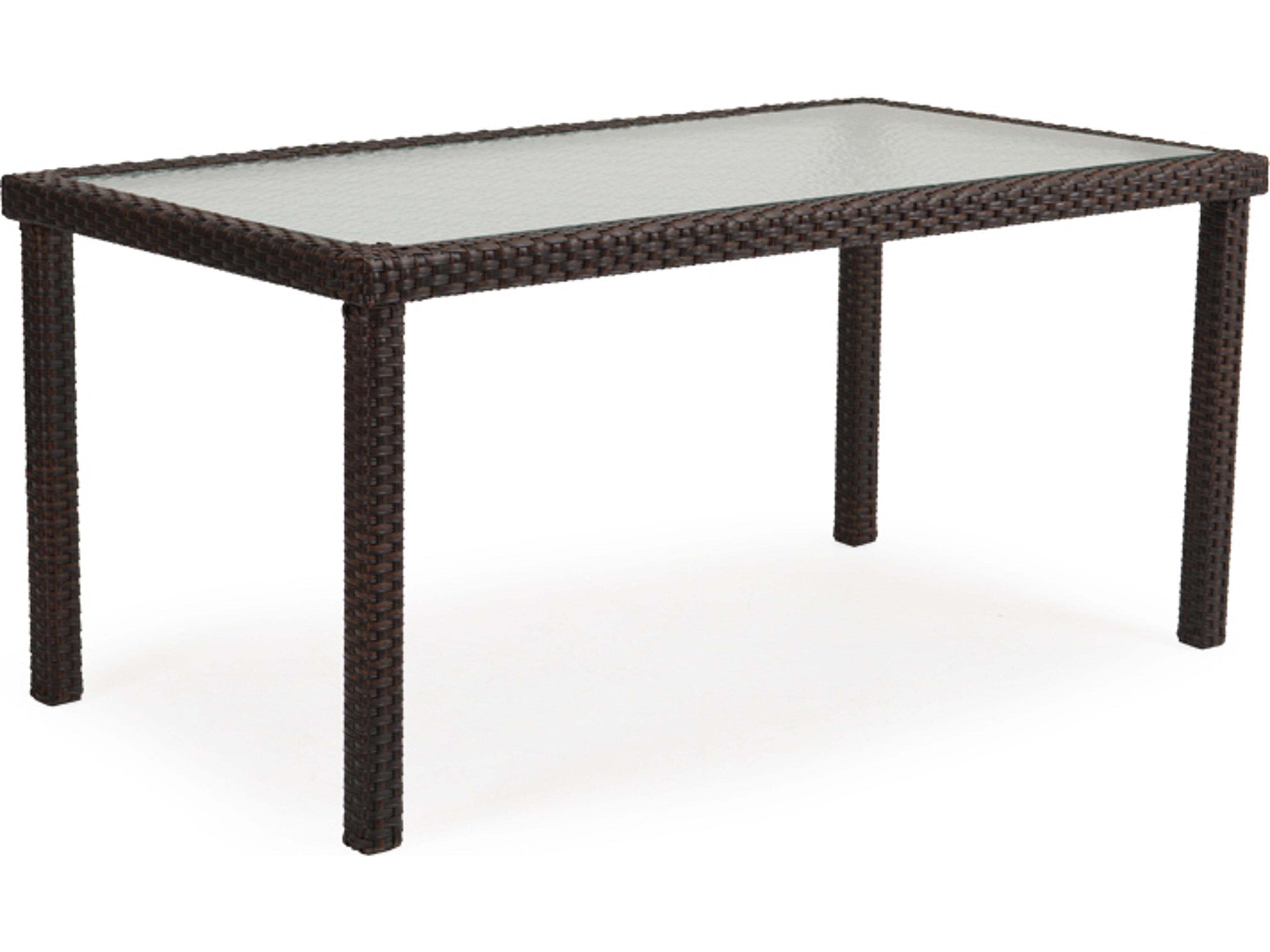 Watermark Living Seaside Wicker Rectangular Glass Top Outdoor Dining Table