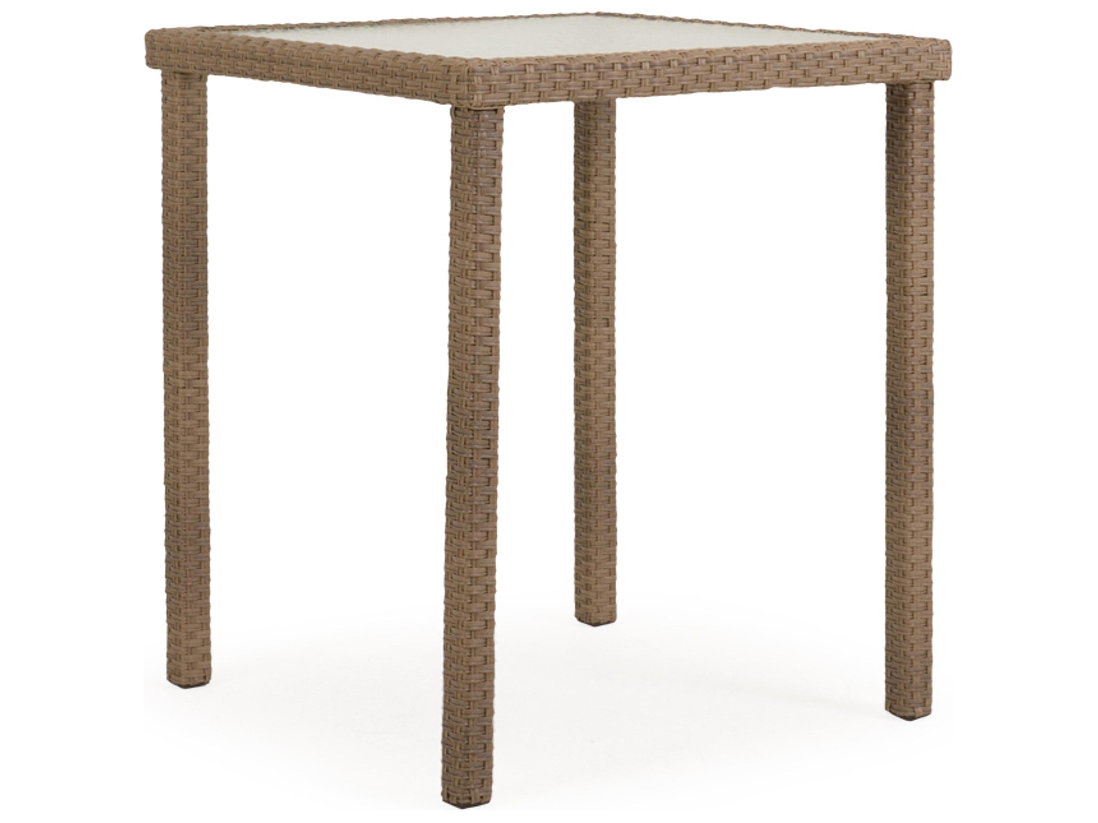 Seaside Wicker Square Glass Top Patio Bar Table