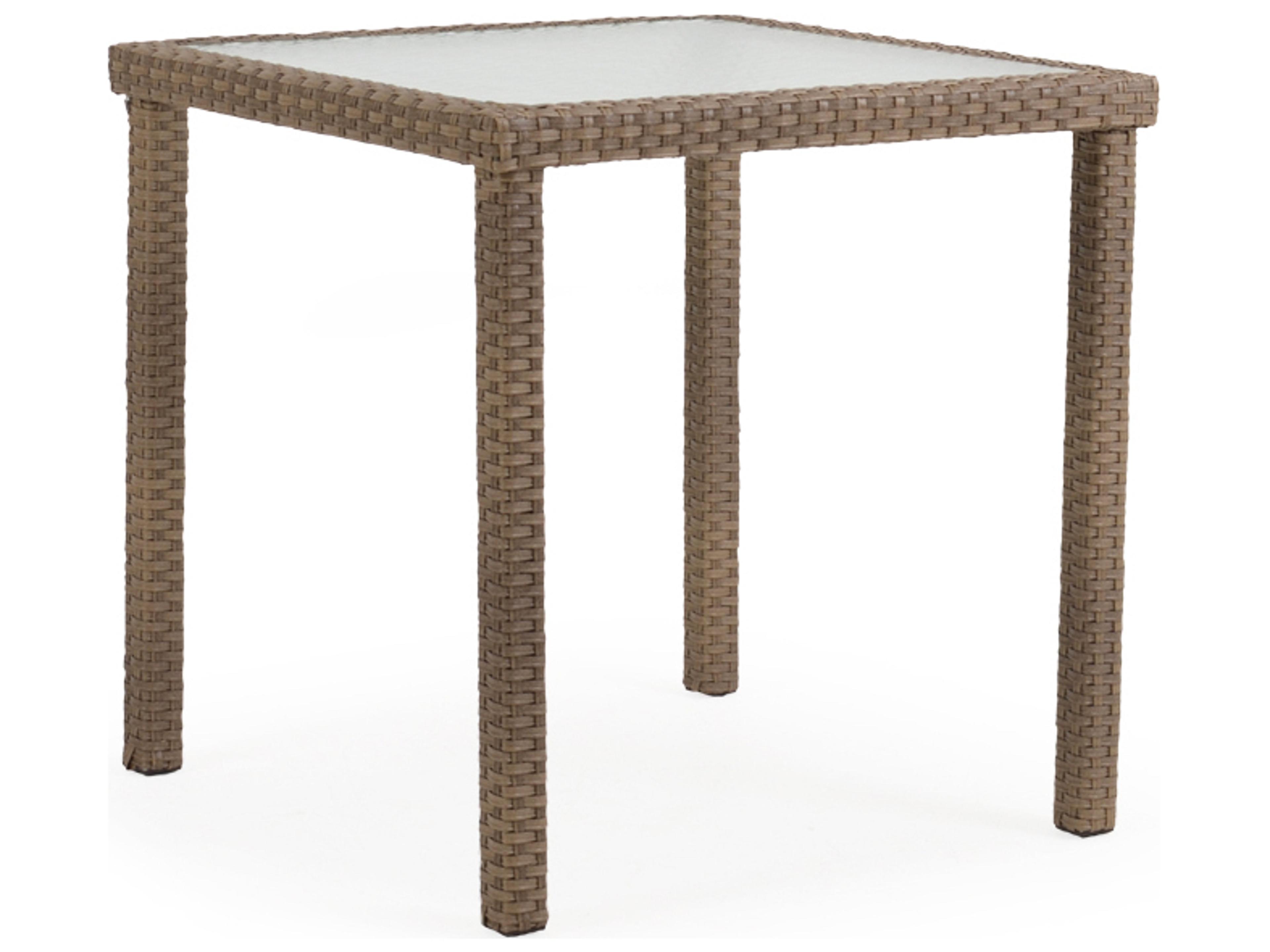 Seaside Wicker Square Glass Top Outdoor Patio Counter Table