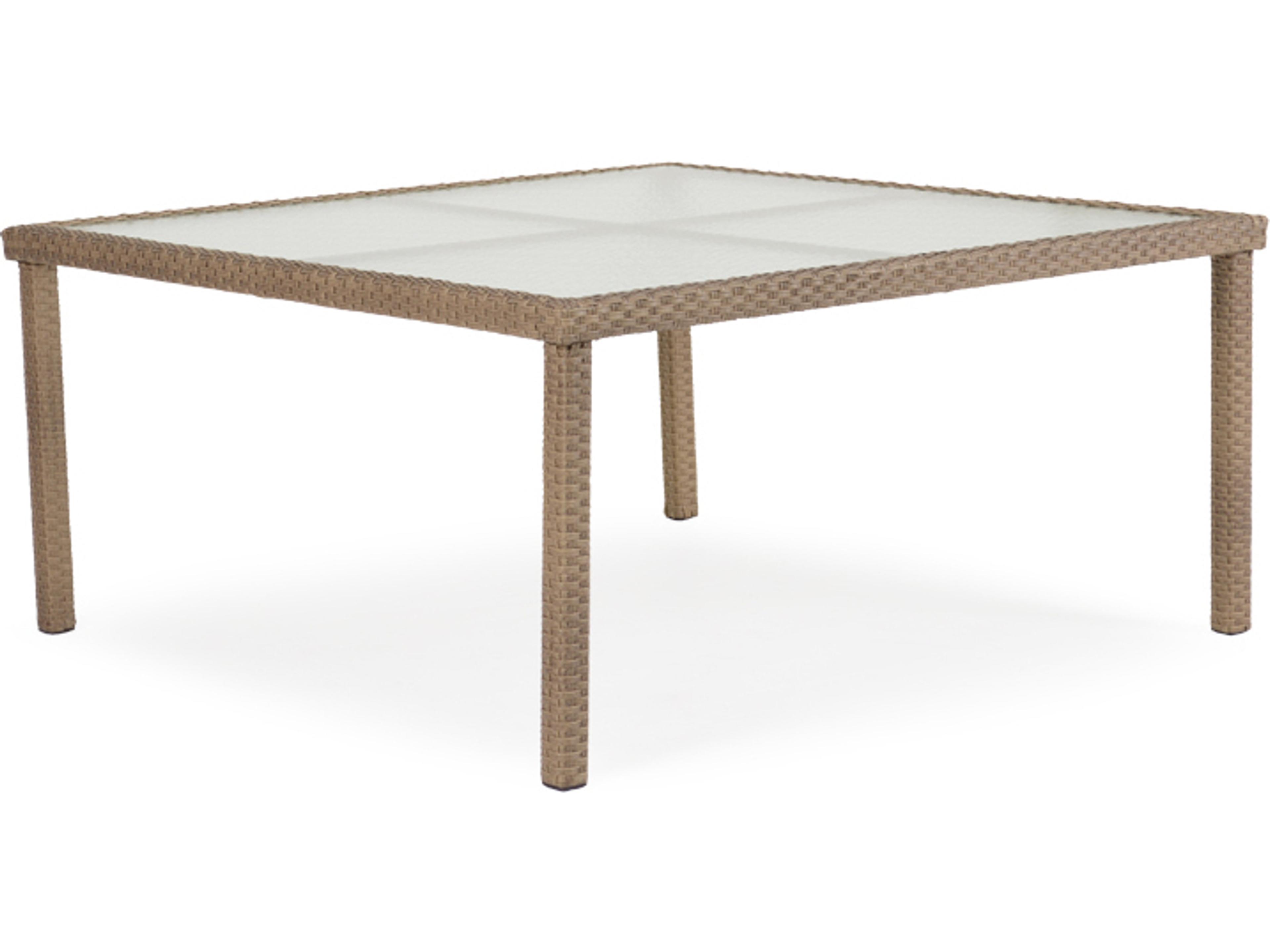 Seaside Wicker Square Glass Top Patio Dining Table
