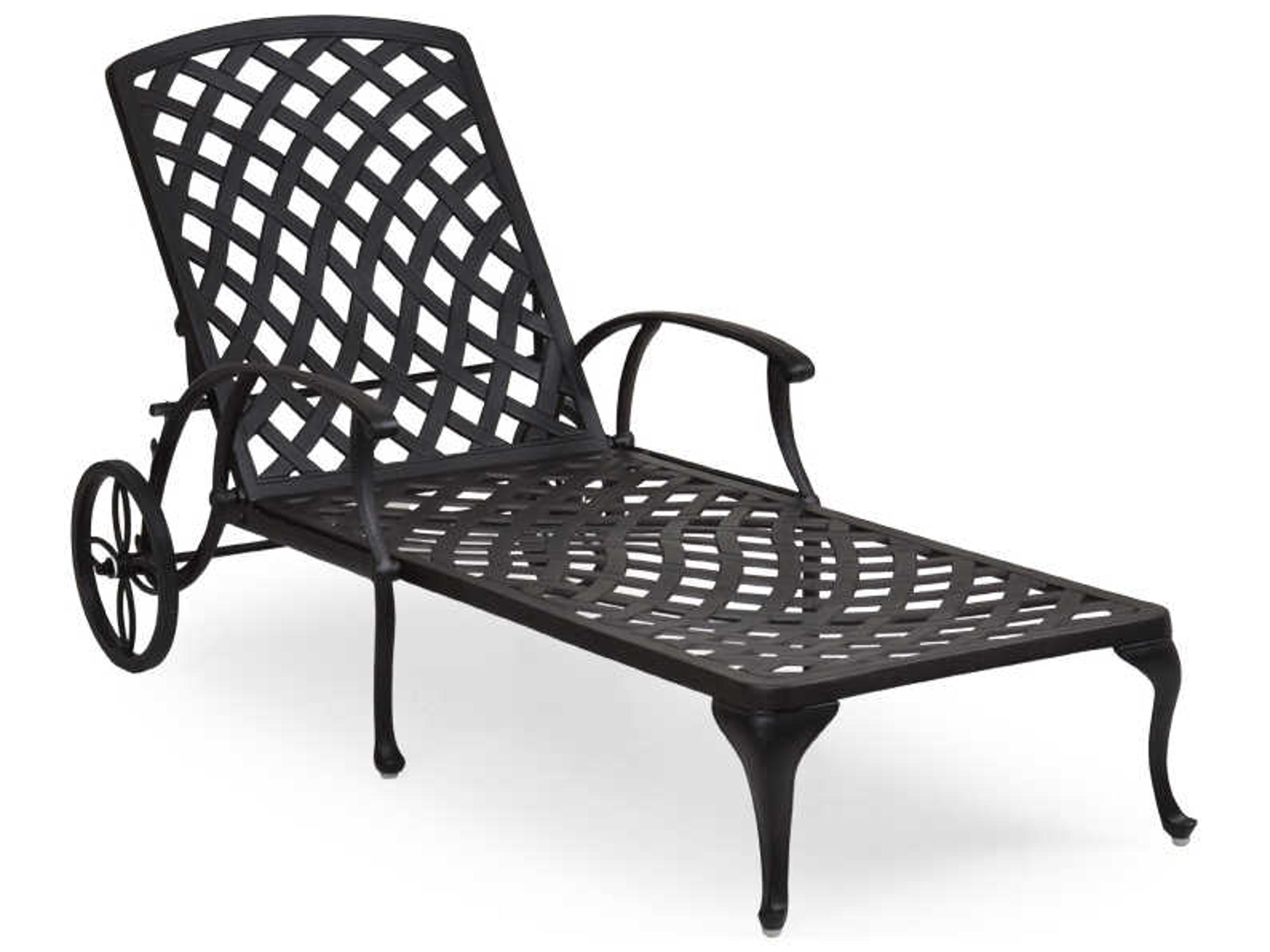 Quick Ship Oxford Cast Aluminum Weathered Black Patio Chaise Lounge