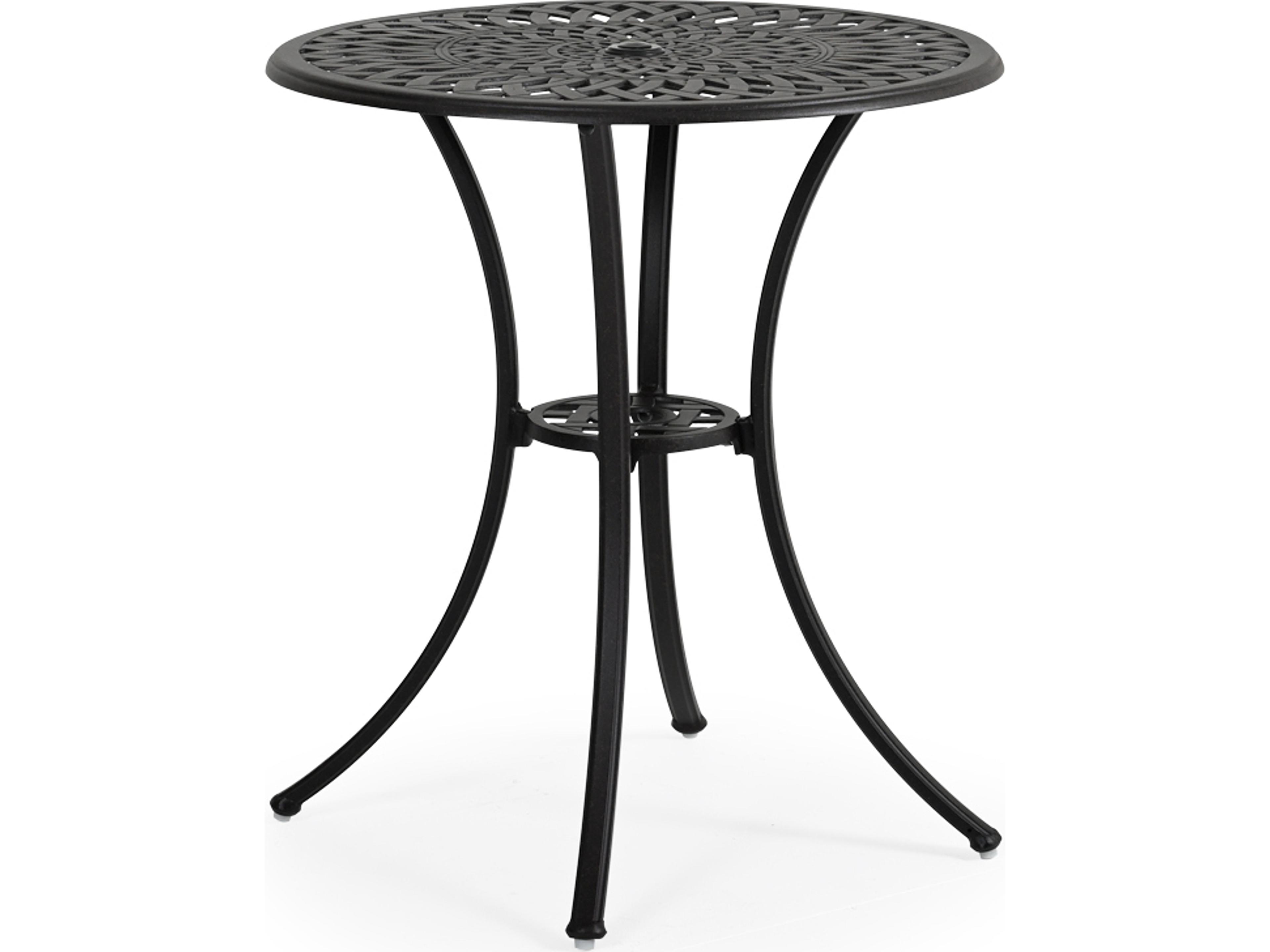 Watermark Living Oxford Cast Aluminum Weathered Black Round Patio Counter Table with Umbrella Hole