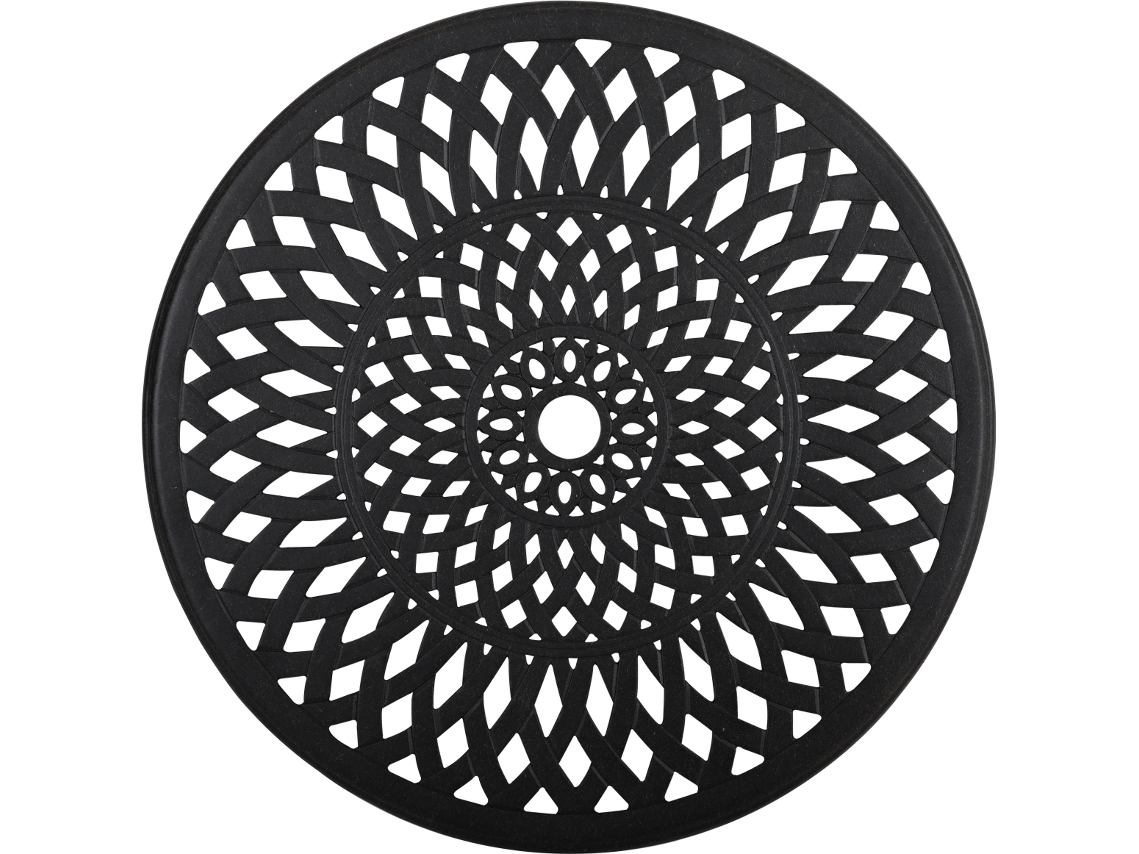 Watermark Living Oxford Cast Aluminum Weathered Black Round Outdoor Bistro Table with Umbrella Hole