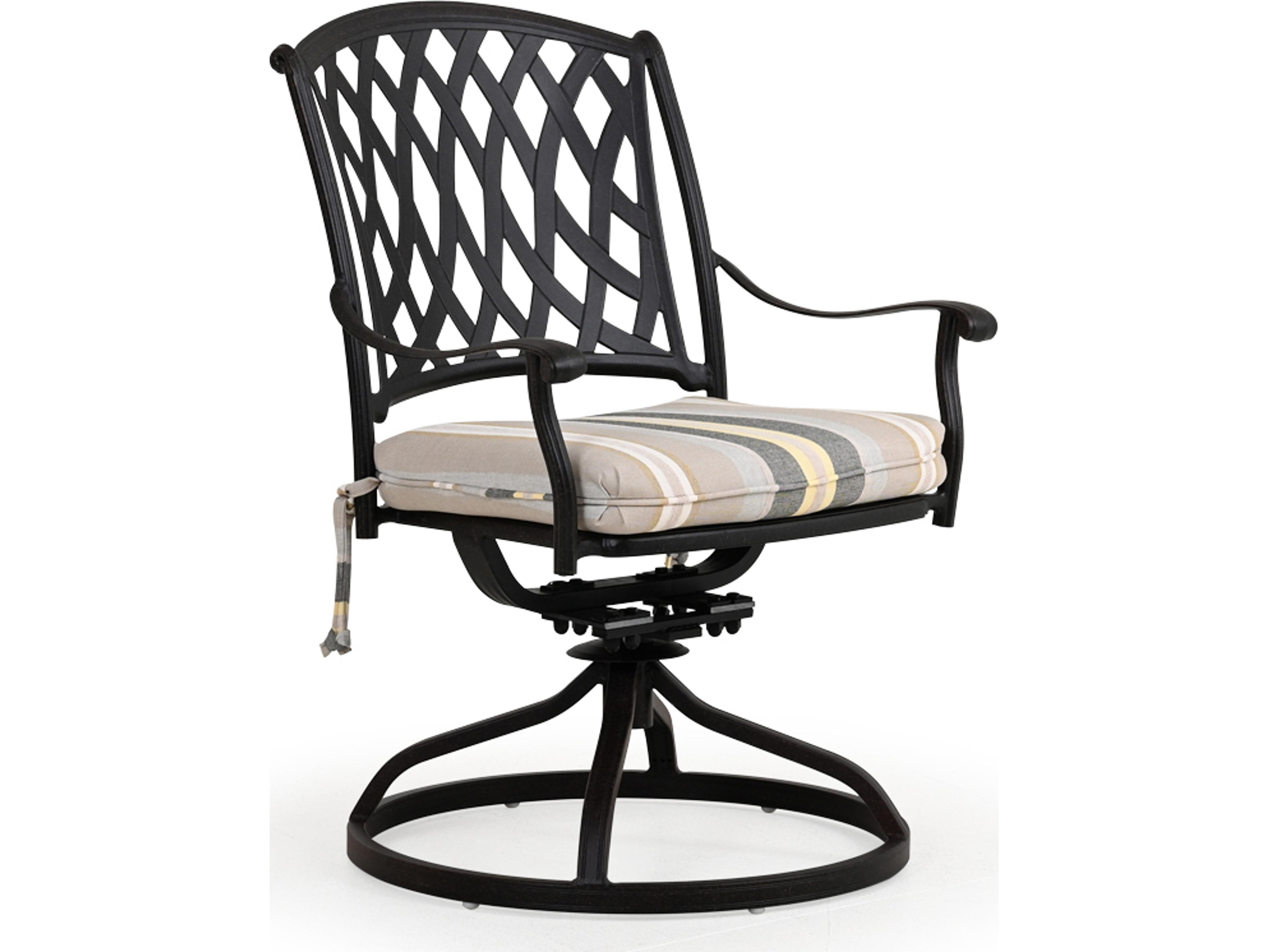 Watermark Living Oxford Cast Aluminum Weathered Black Swivel Tilt Outdoor Dining Arm Chair