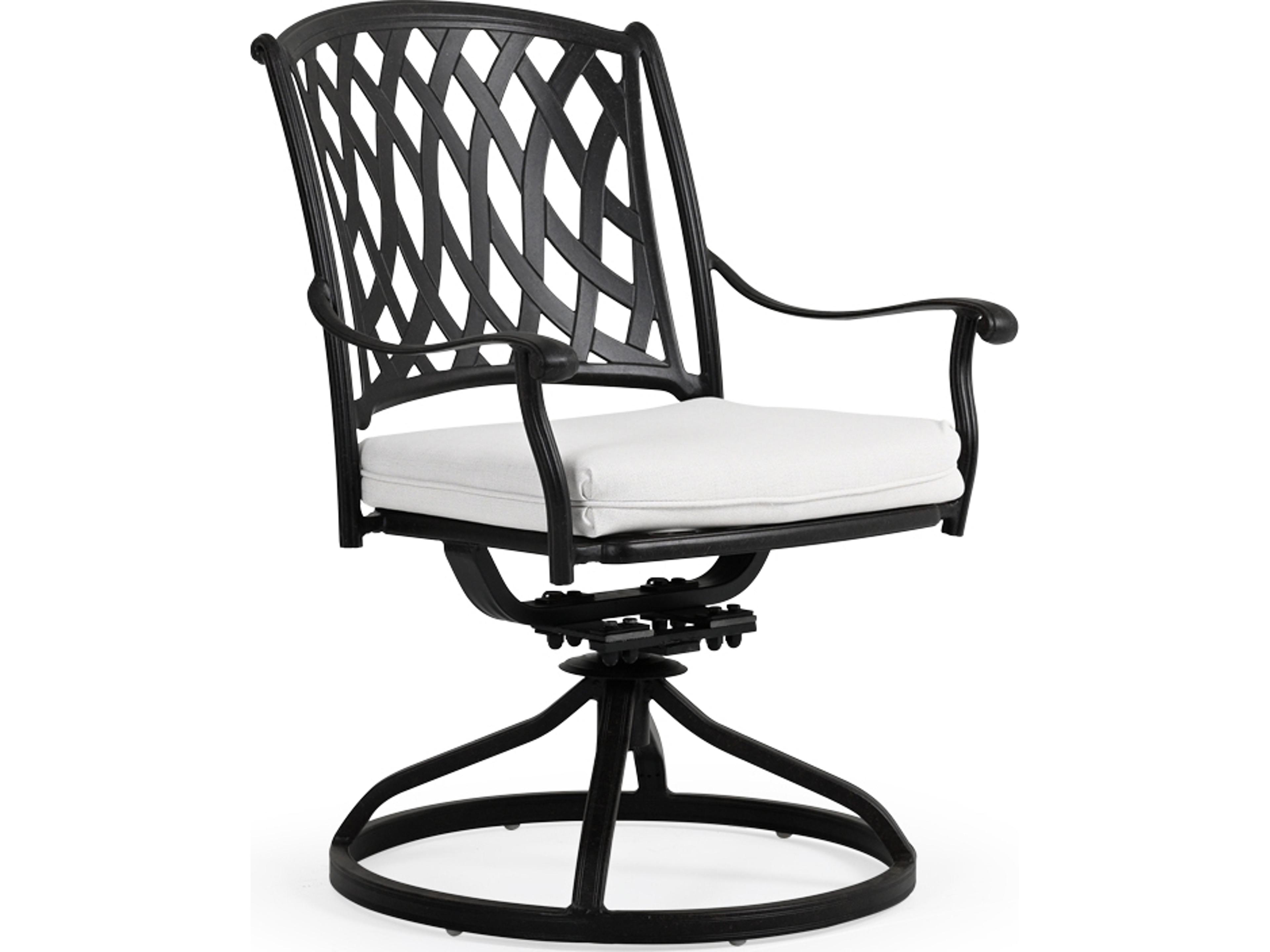 Watermark Living Oxford Cast Aluminum Weathered Black Swivel Tilt Outdoor Dining Arm Chair