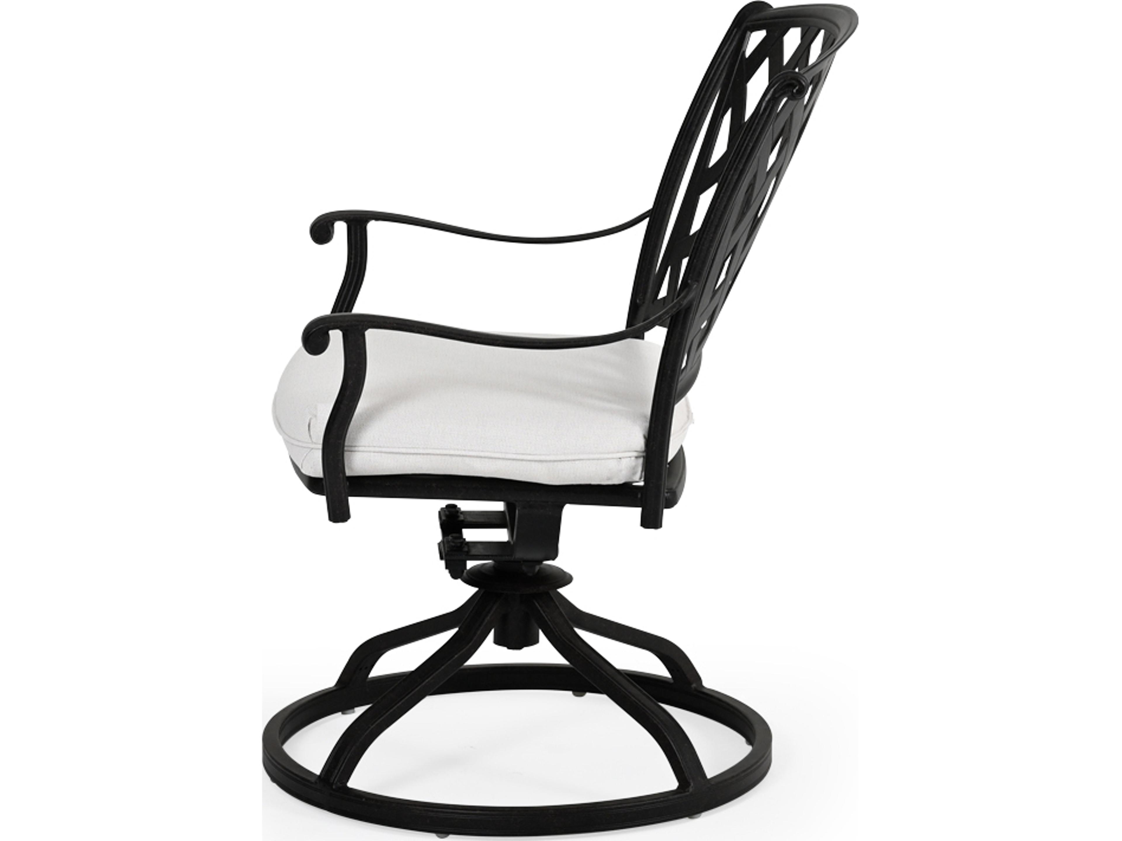 Watermark Living Oxford Cast Aluminum Weathered Black Swivel Tilt Outdoor Dining Arm Chair