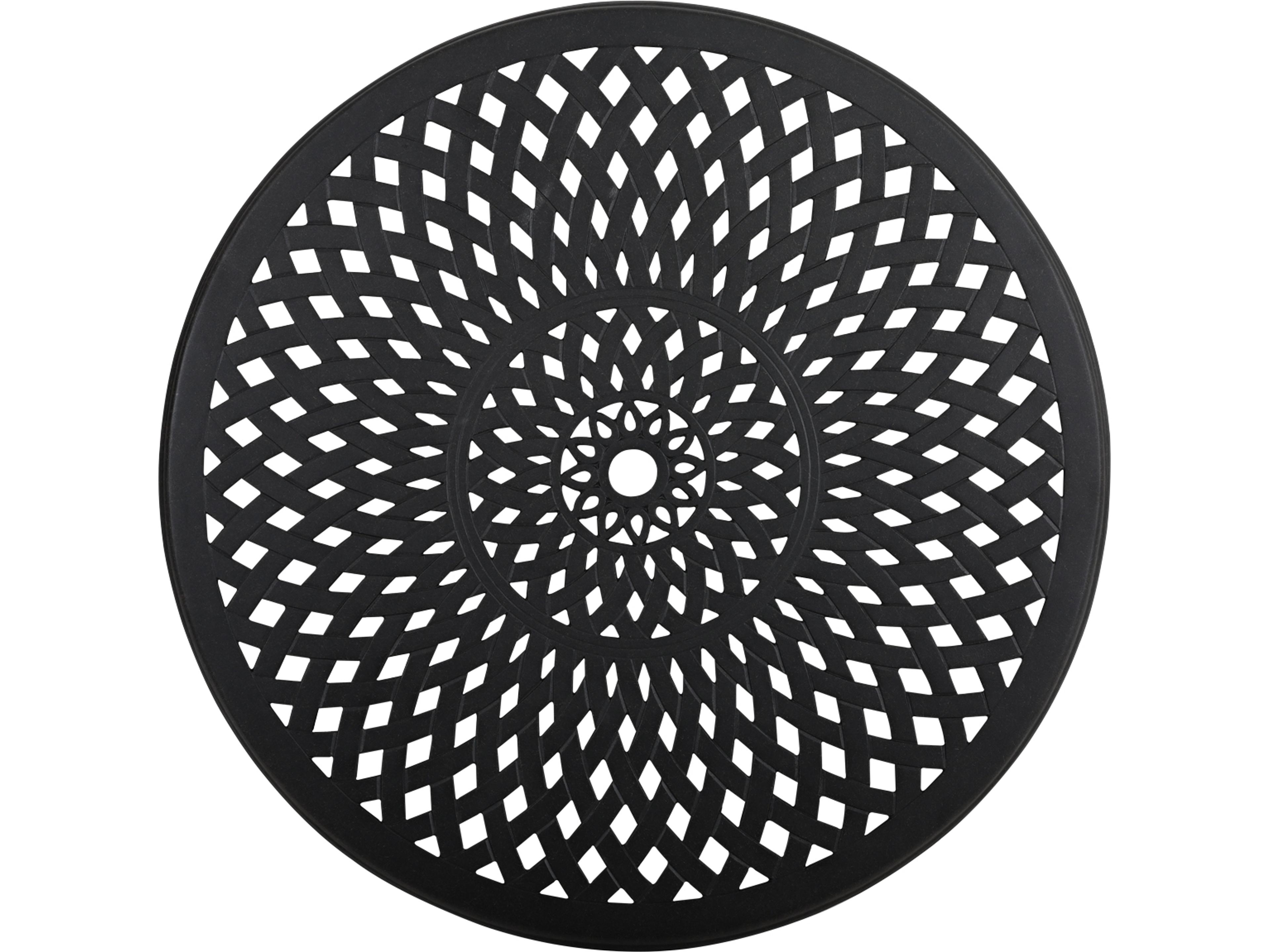 Watermark Living Oxford Cast Aluminum Weathered Black Round Outdoor Patio Bar Table with Umbrella Hole