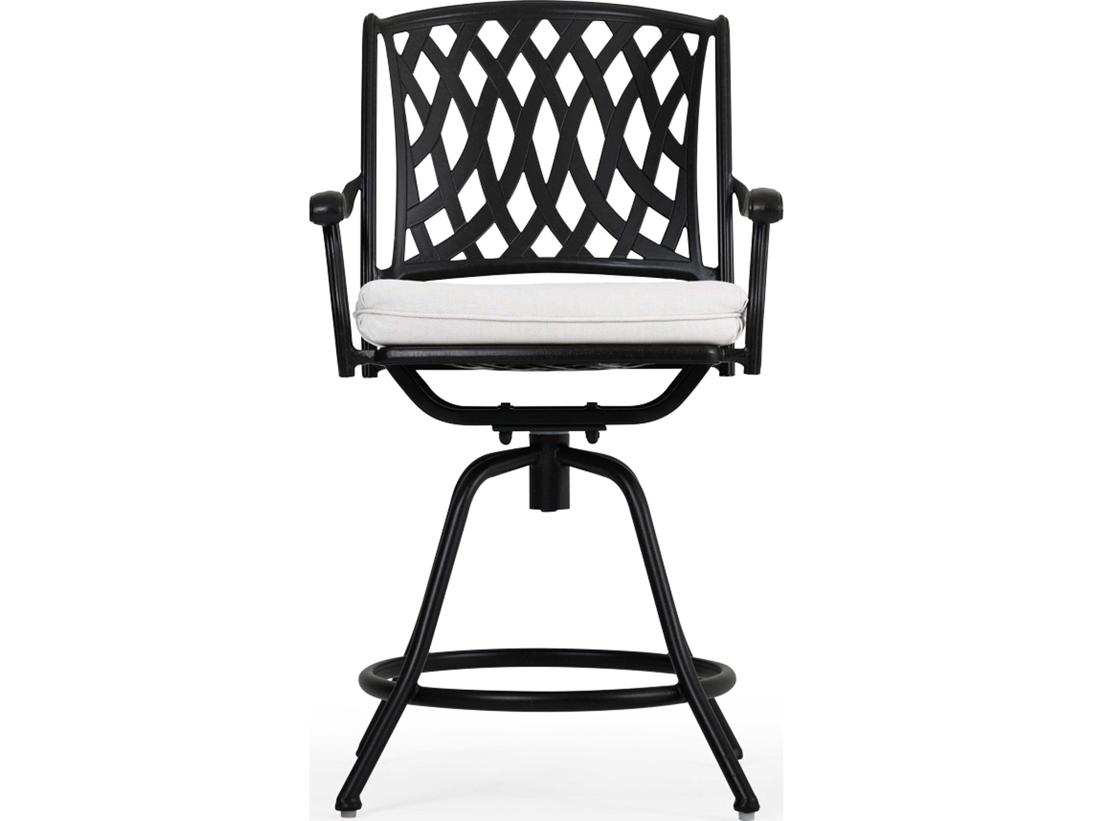 Oxford Cast Aluminum Weathered Black Swivel Patio Counter Stool