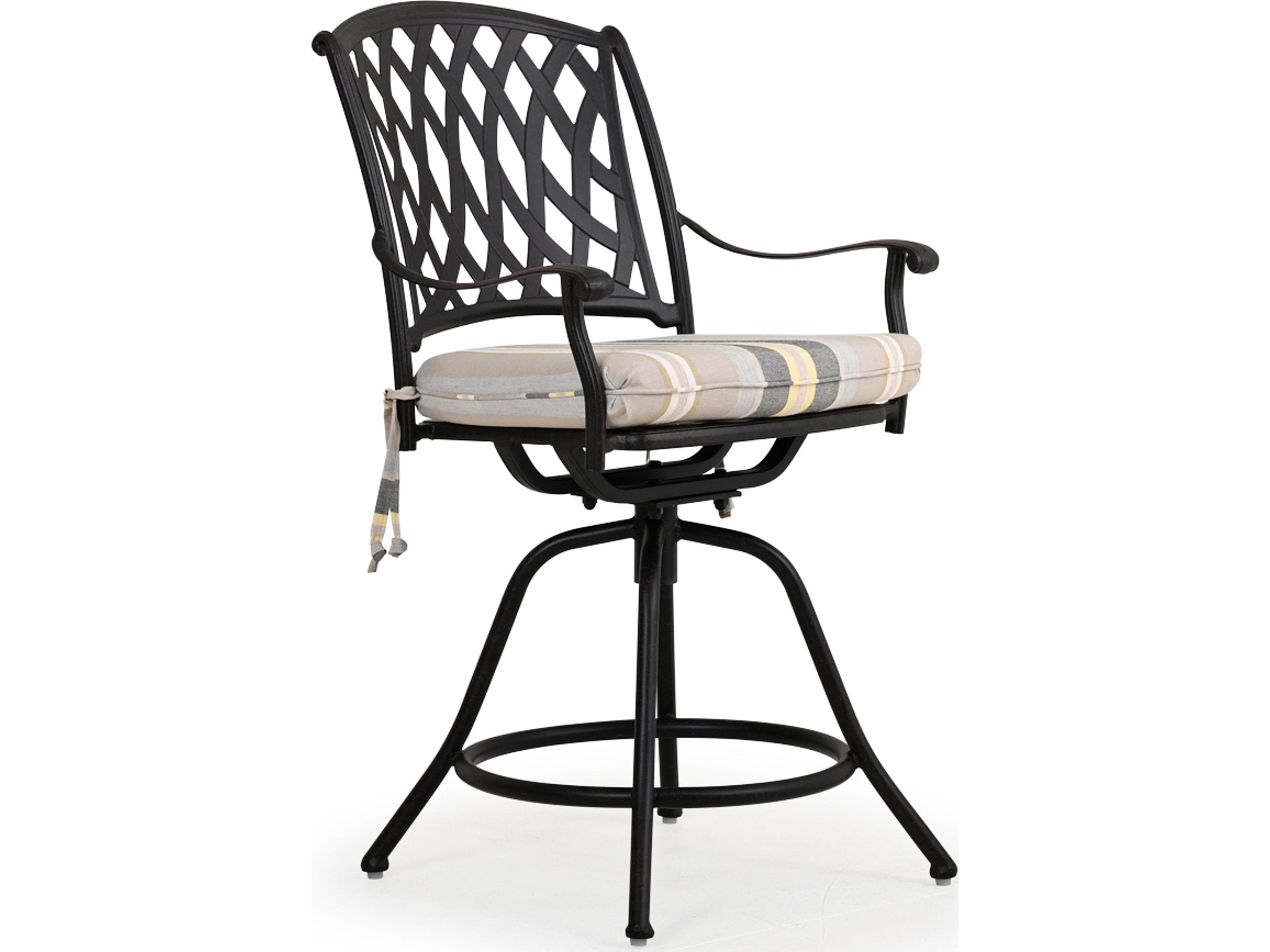 Watermark Living Oxford Cast Aluminum Weathered Black Swivel Patio Counter Stool