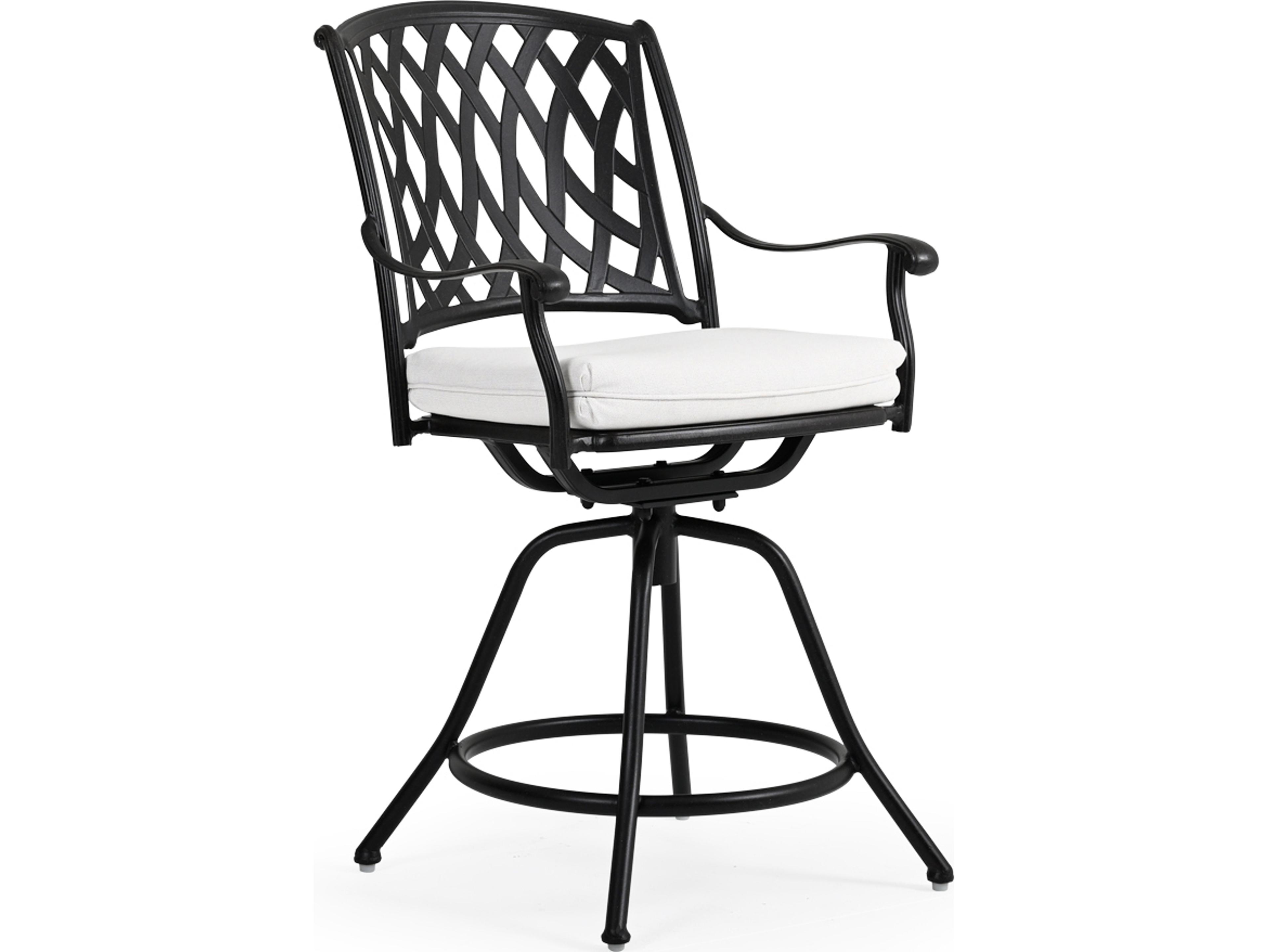 Watermark Living Oxford Cast Aluminum Weathered Black Swivel Patio Counter Stool