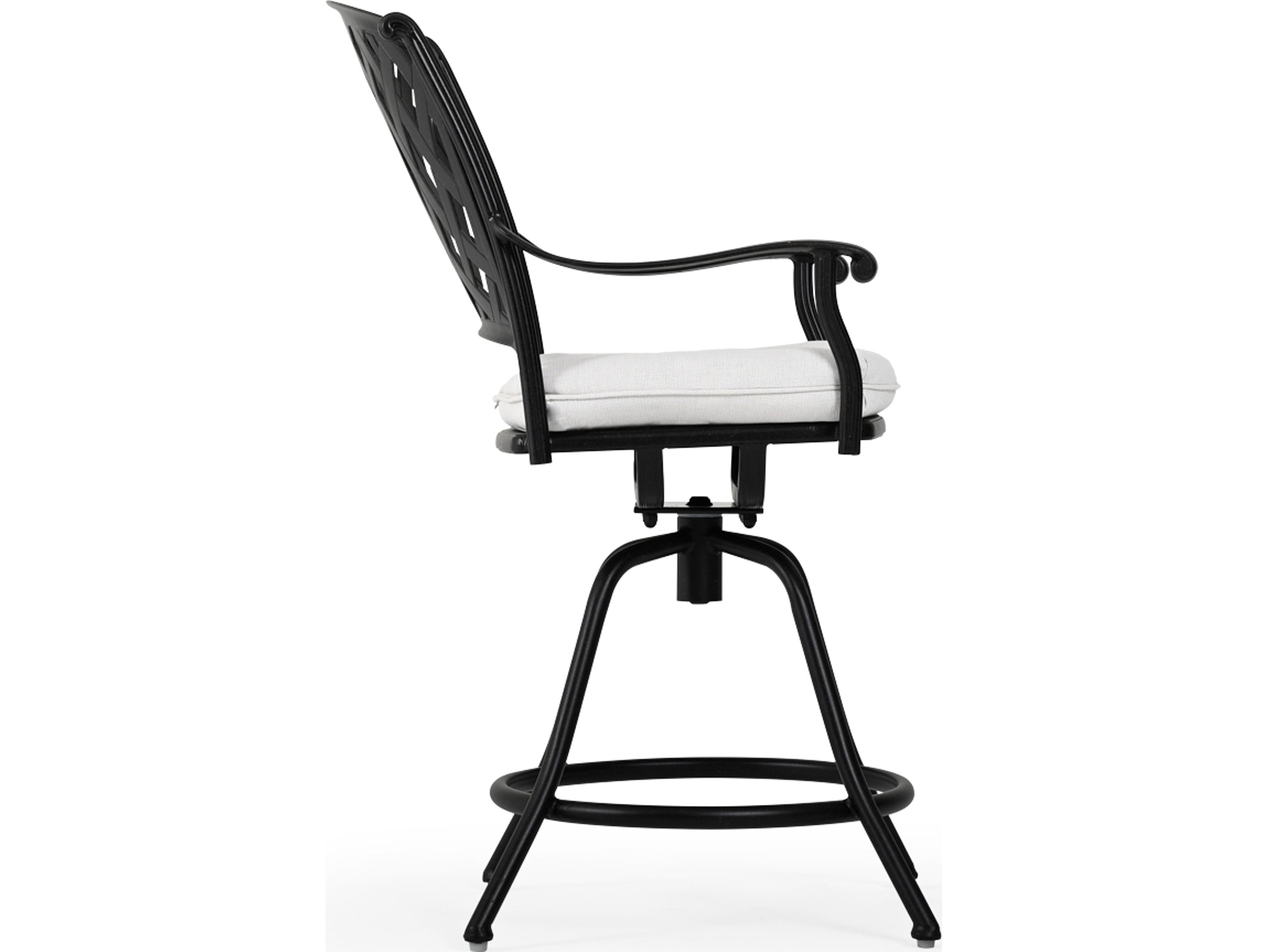 Watermark Living Oxford Cast Aluminum Weathered Black Swivel Patio Counter Stool