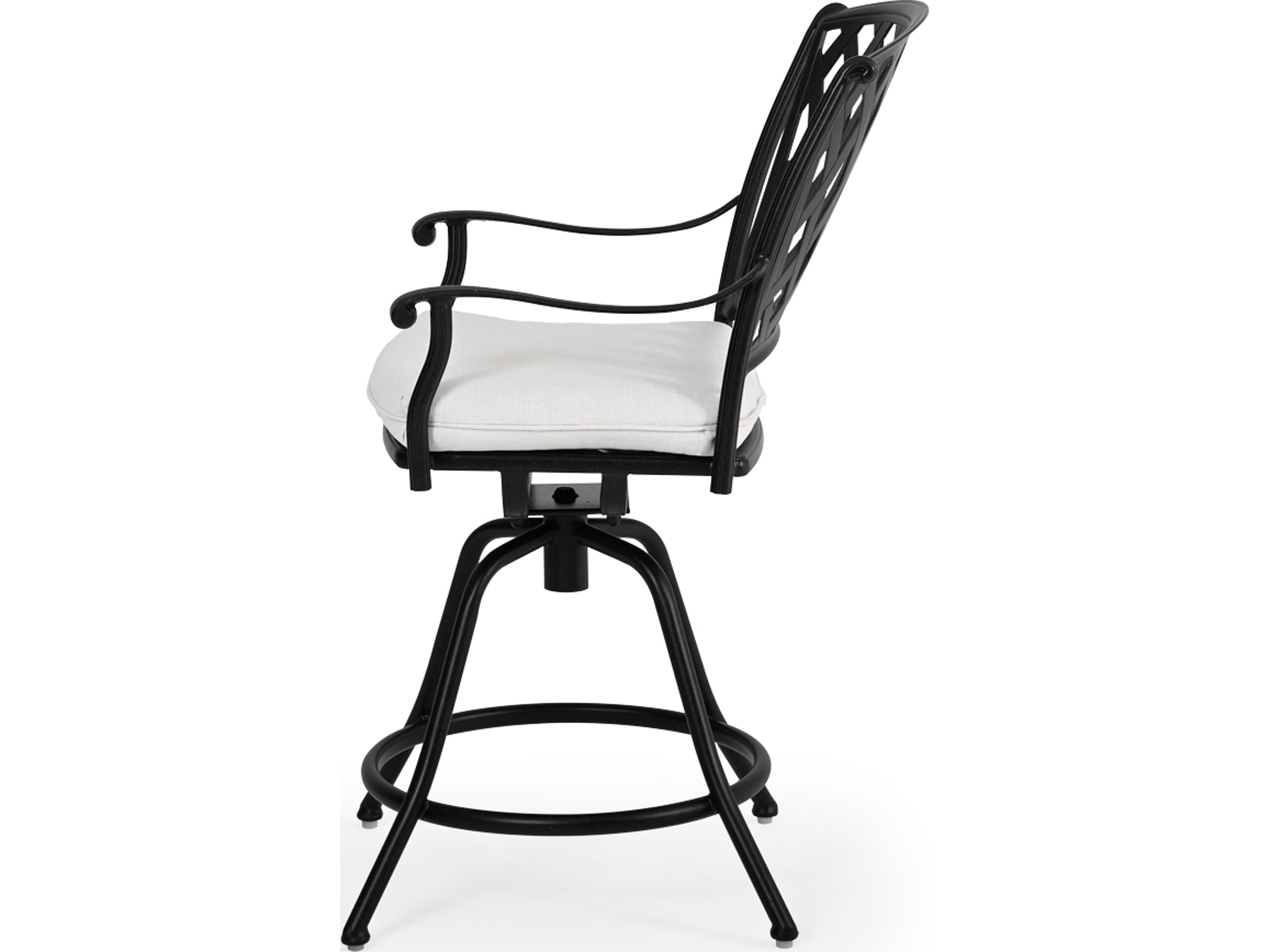 Watermark Living Oxford Cast Aluminum Weathered Black Swivel Patio Counter Stool