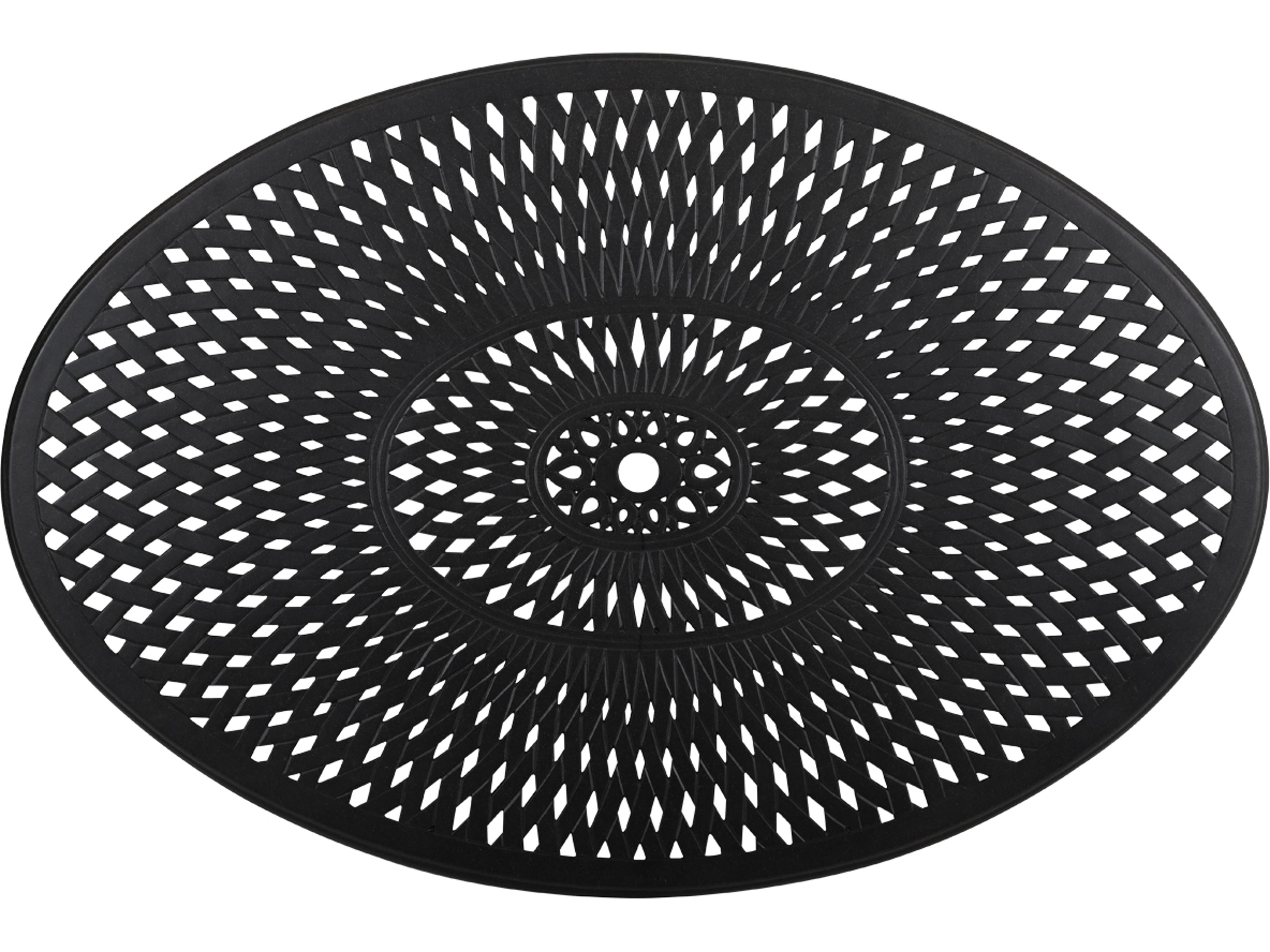 Watermark Living Oxford Cast Aluminum Weathered Black Oval Elliptical Outdoor Dining Table with Umbrella Hole