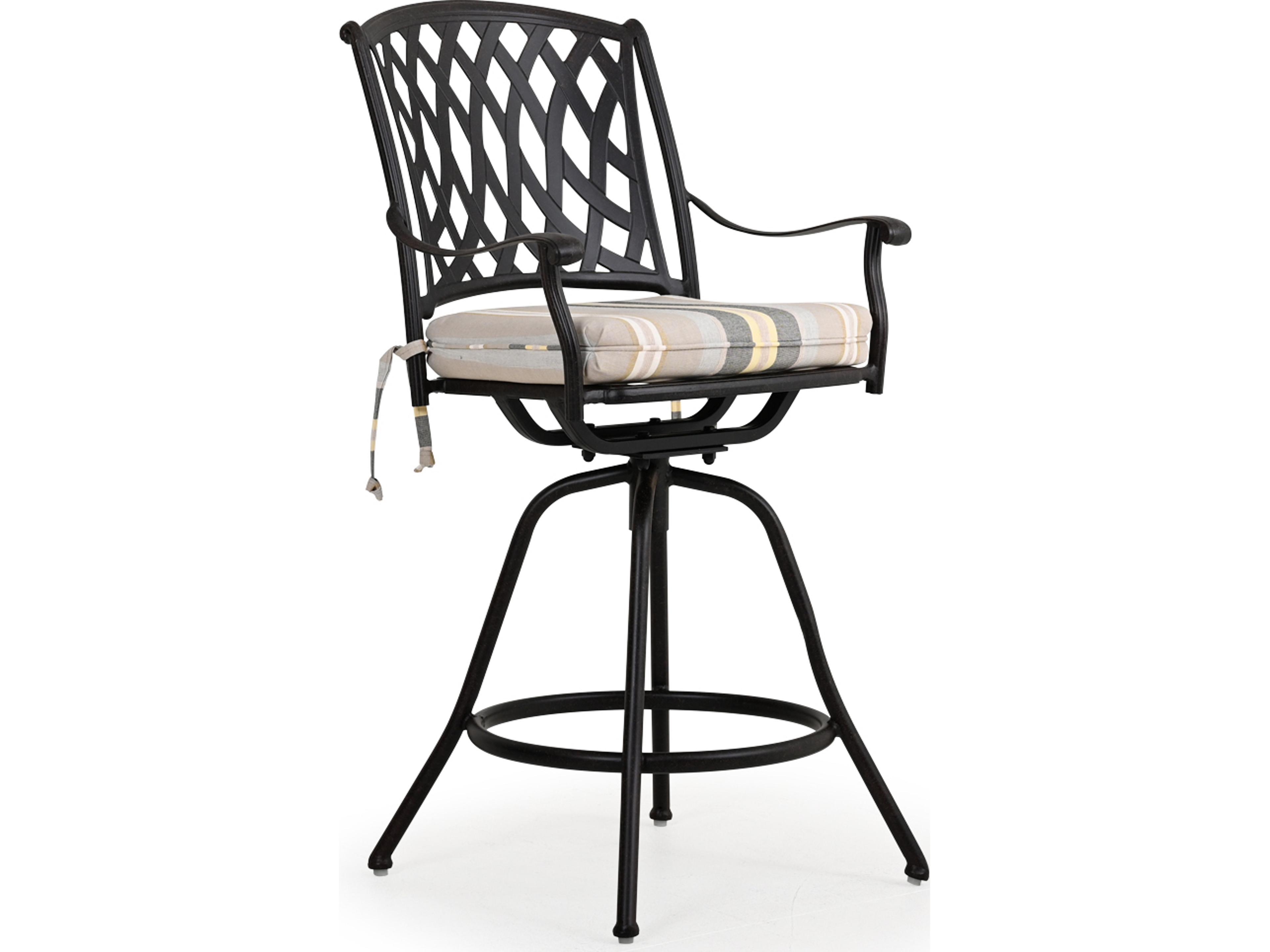 Watermark Living Oxford Cast Aluminum Weathered Black Swivel Patio Bar Stool