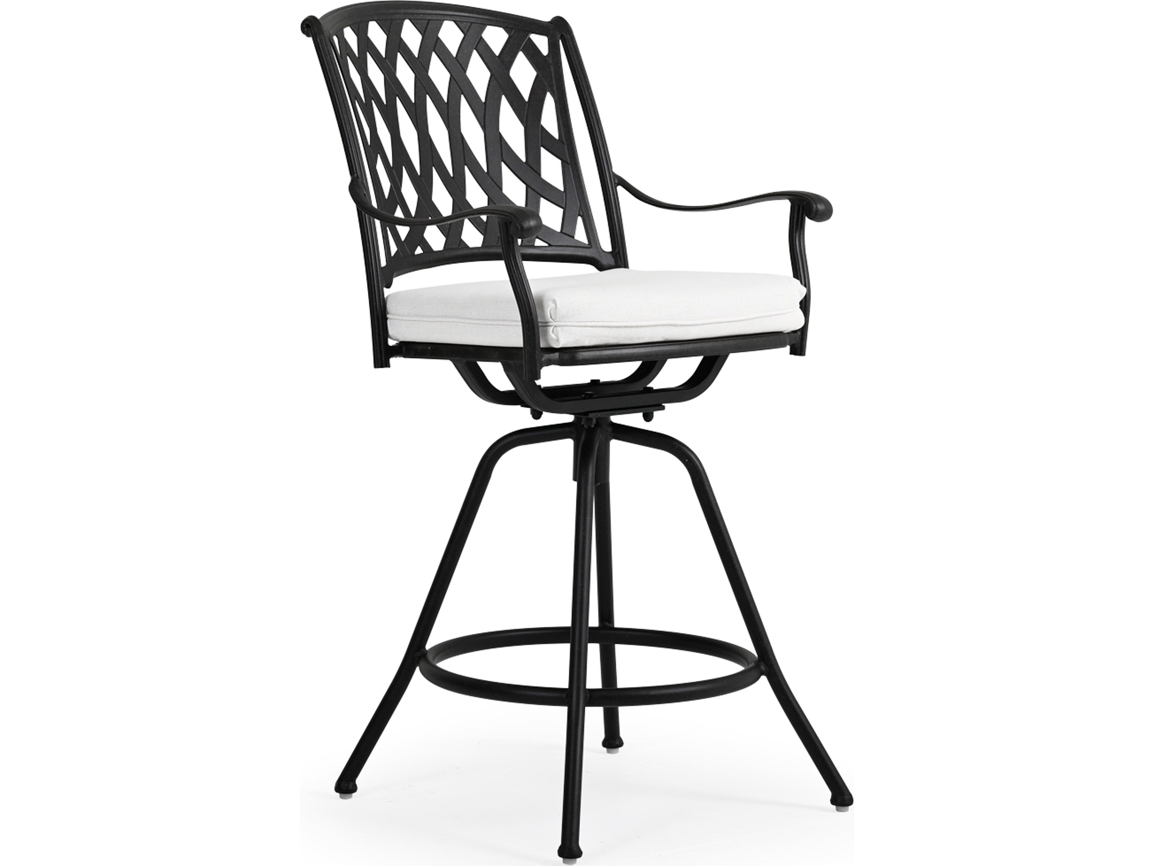 Watermark Living Oxford Cast Aluminum Weathered Black Swivel Patio Bar Stool
