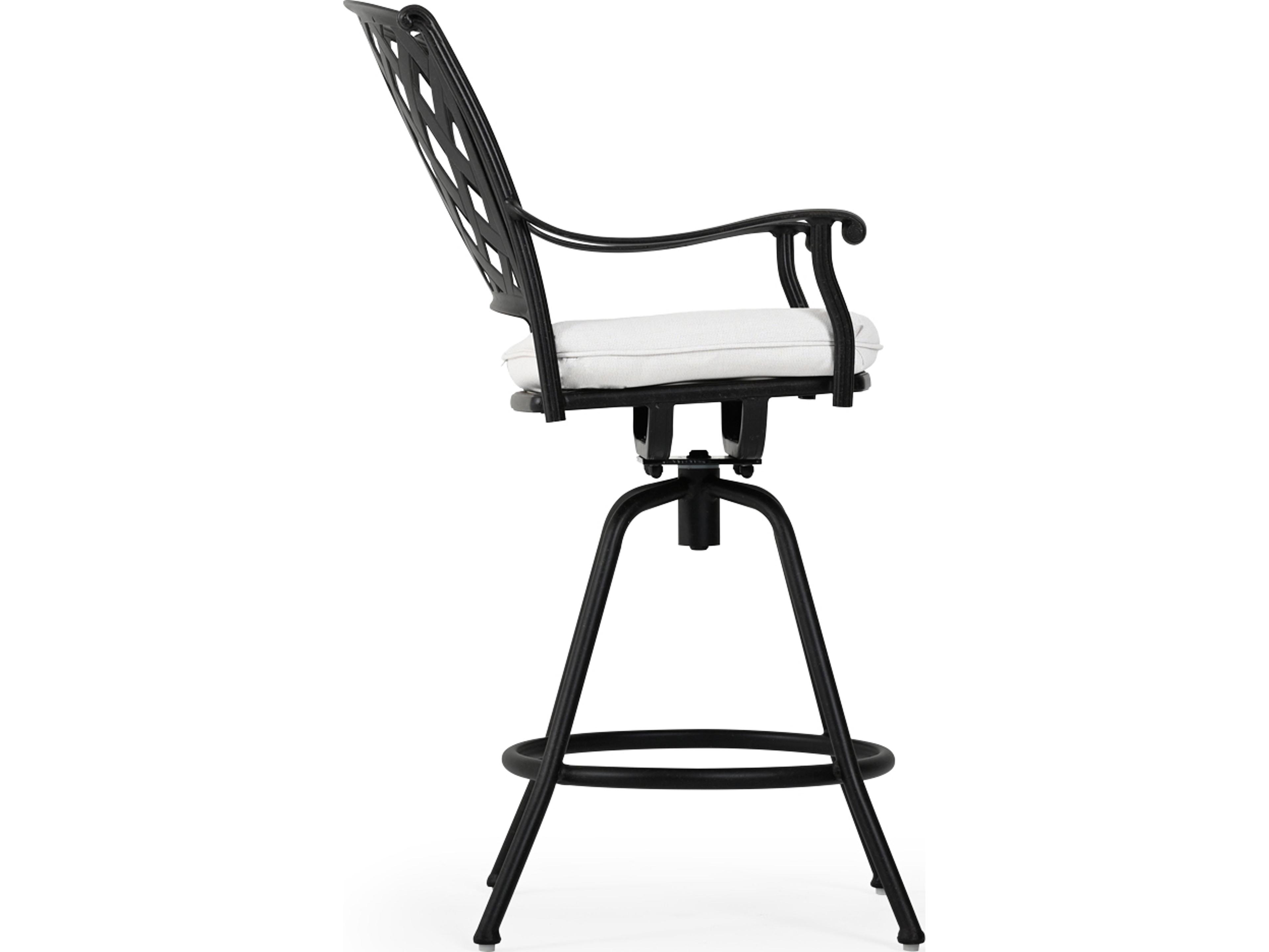 Watermark Living Oxford Cast Aluminum Weathered Black Swivel Patio Bar Stool