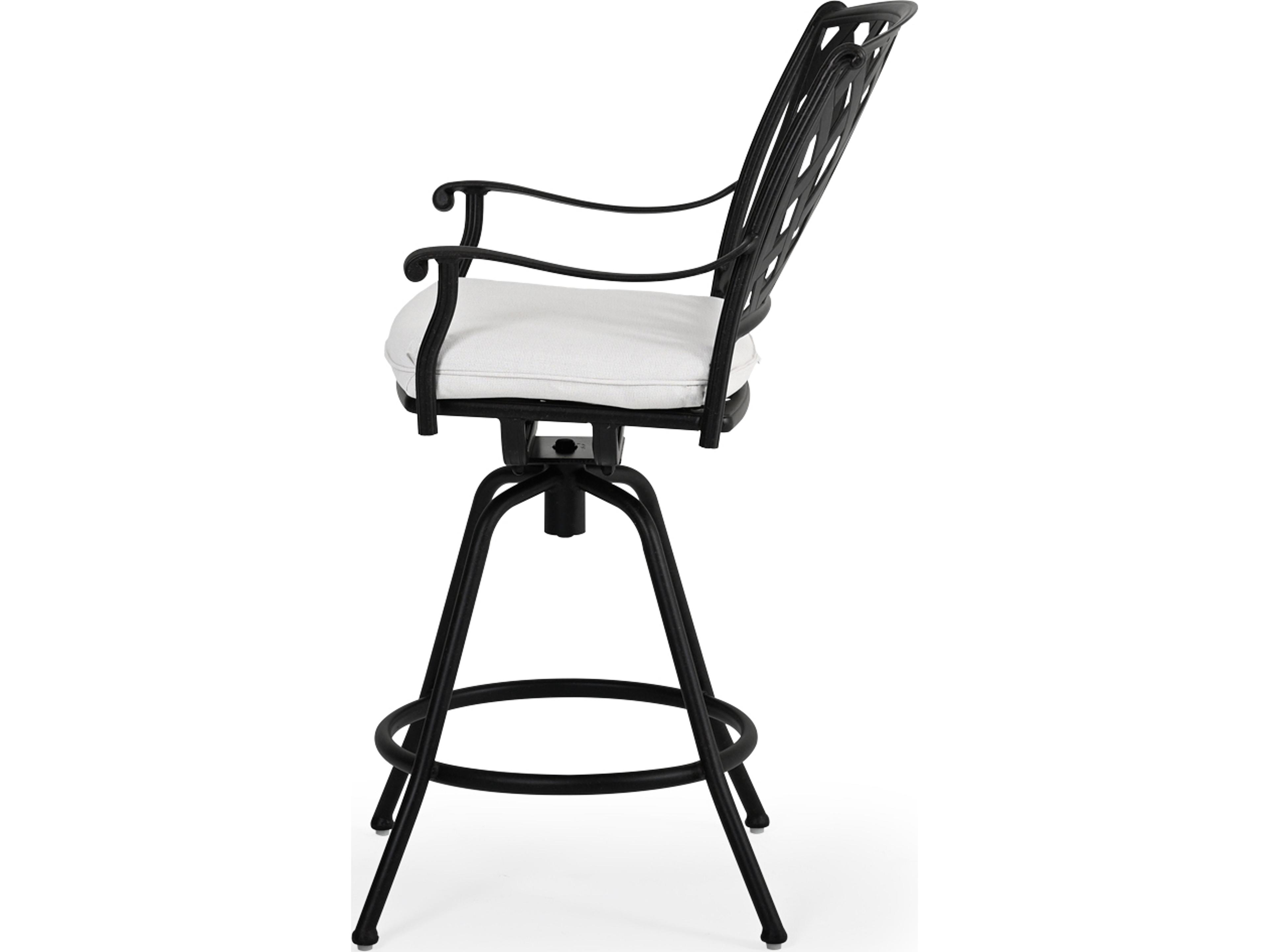Watermark Living Oxford Cast Aluminum Weathered Black Swivel Patio Bar Stool