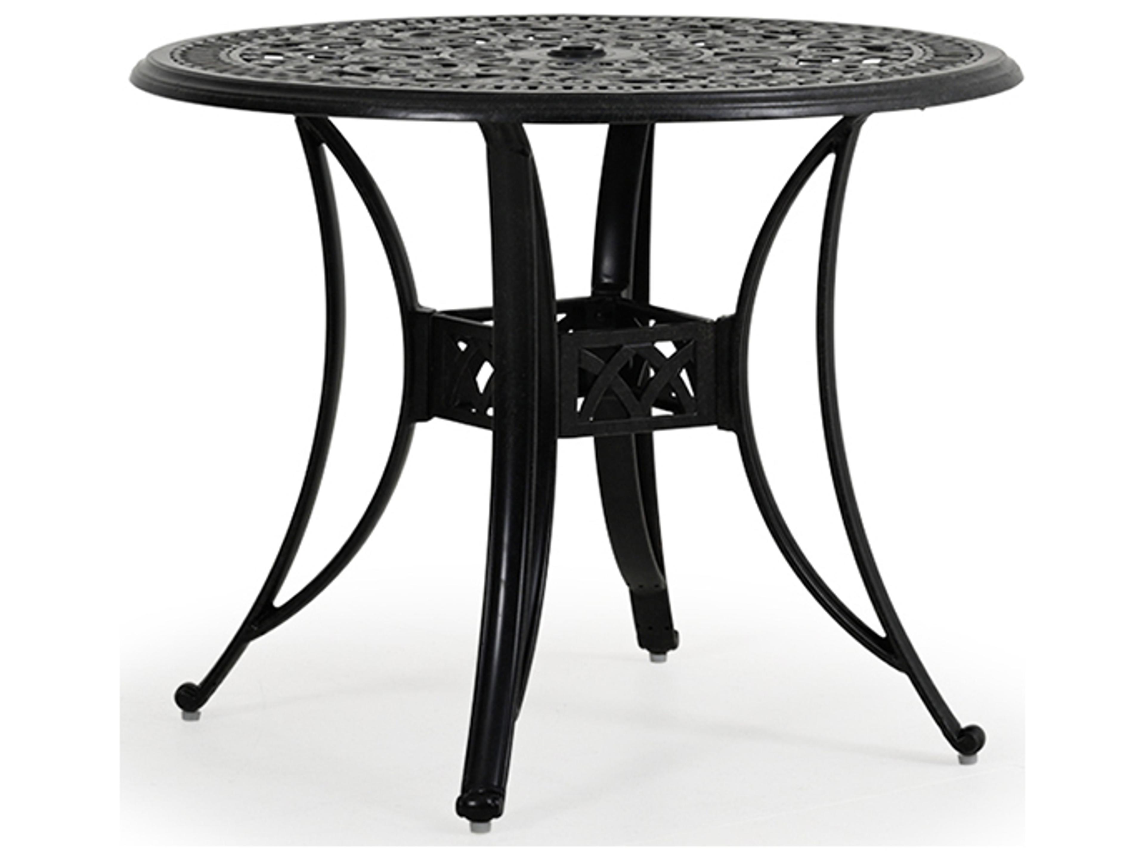 Dauphine Cast Aluminum Round Outdoor Patio Dining Table with Umbrella Hole
