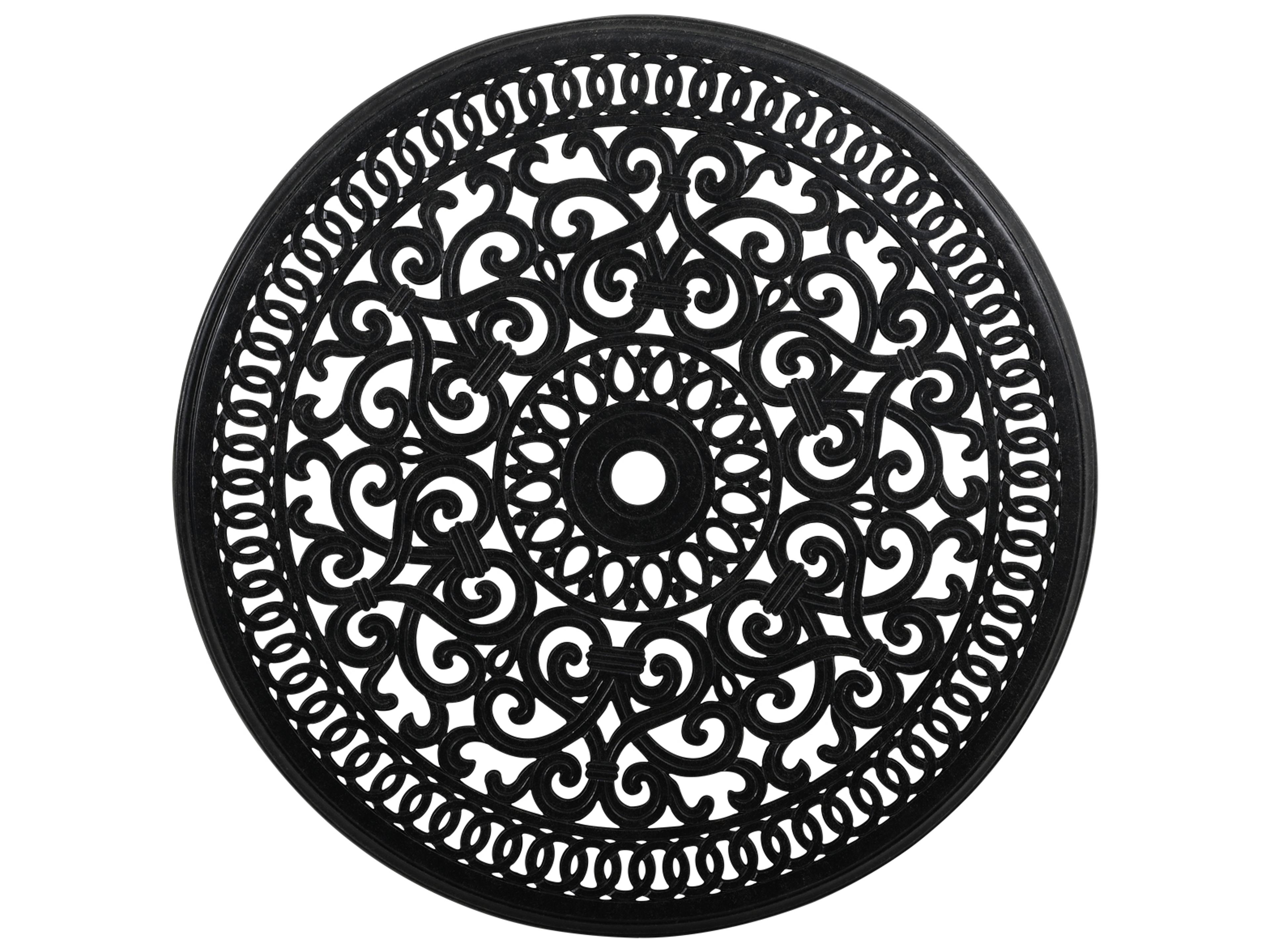 Watermark Living Dauphine Cast Aluminum Round Outdoor Patio Dining Table with Umbrella Hole