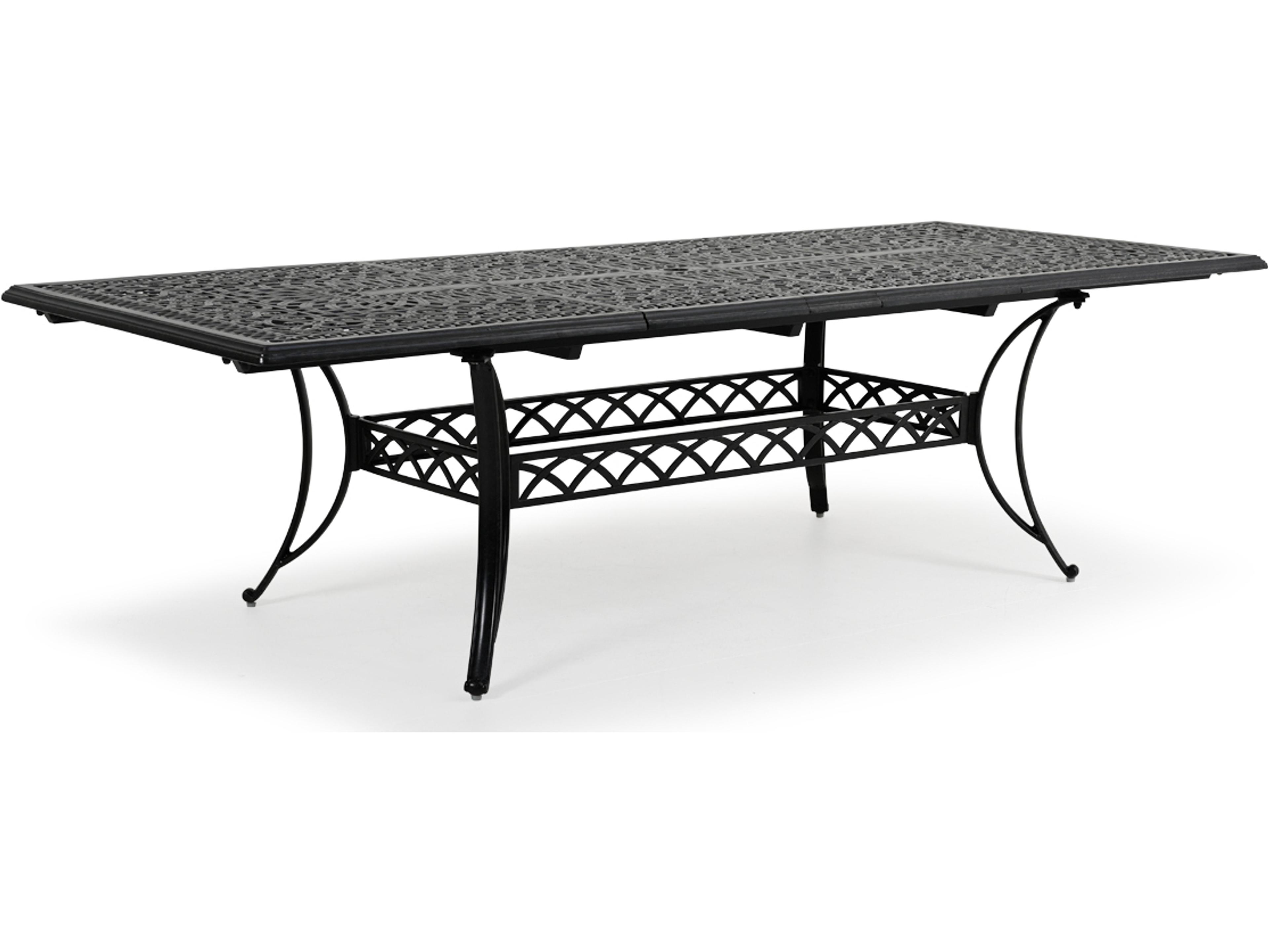 Watermark Living Dauphine Cast Aluminum Rectangular Patio Dining Table with Umbrella Hole