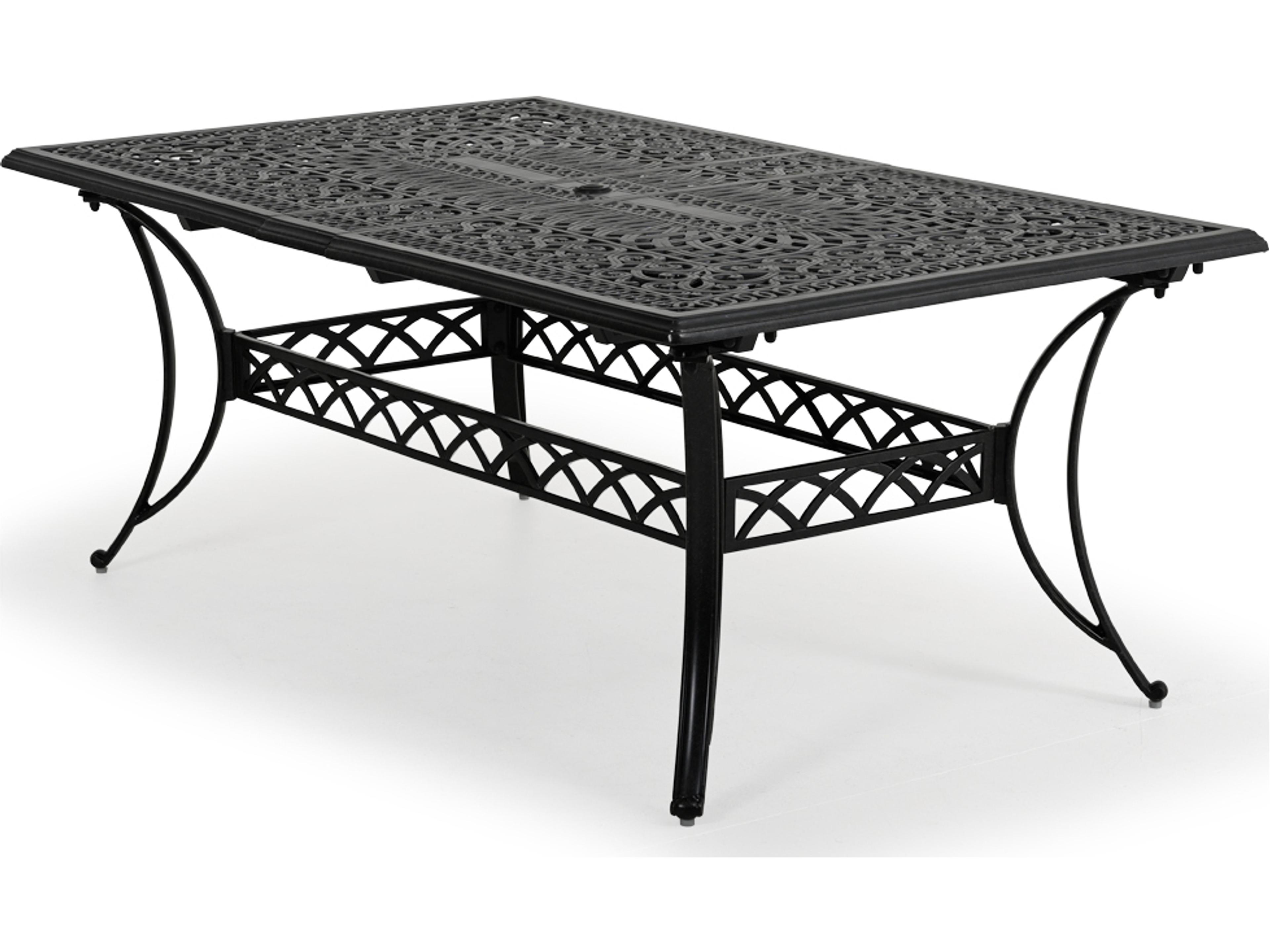 Watermark Living Dauphine Cast Aluminum Rectangular Patio Dining Table with Umbrella Hole