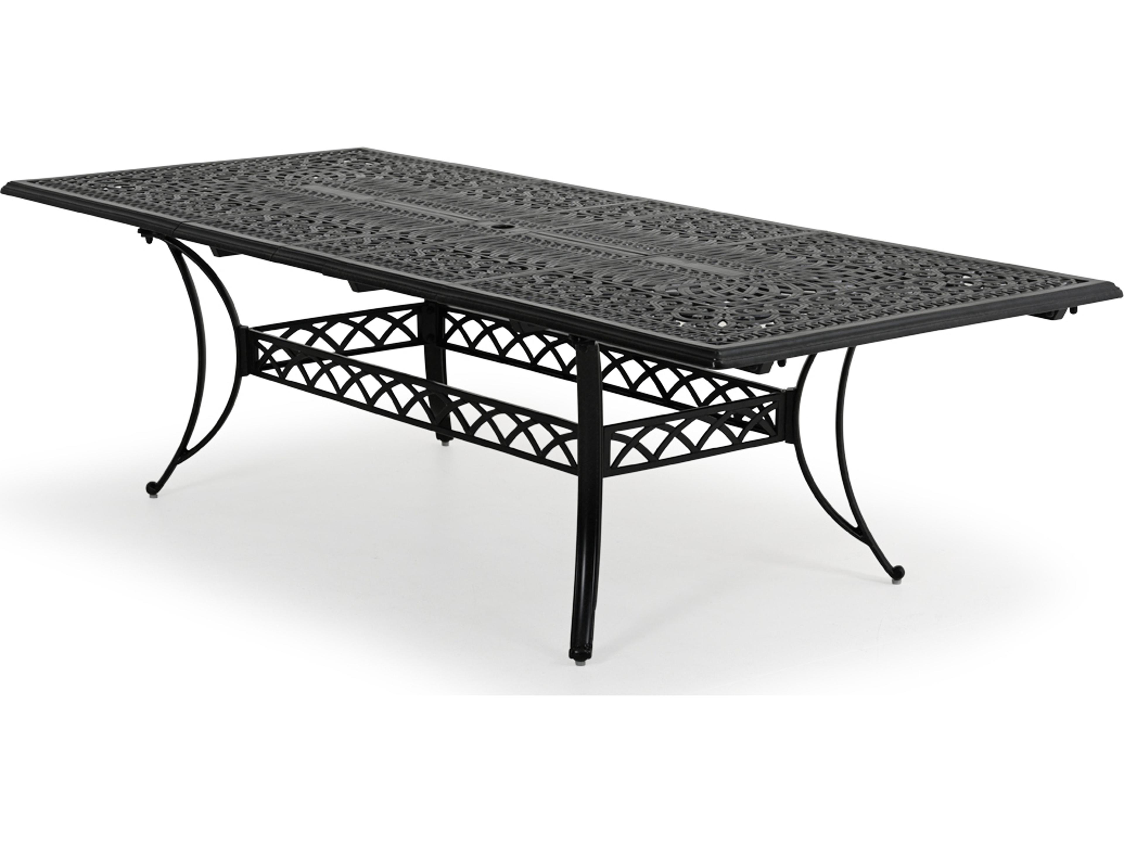 Watermark Living Dauphine Cast Aluminum Rectangular Patio Dining Table with Umbrella Hole