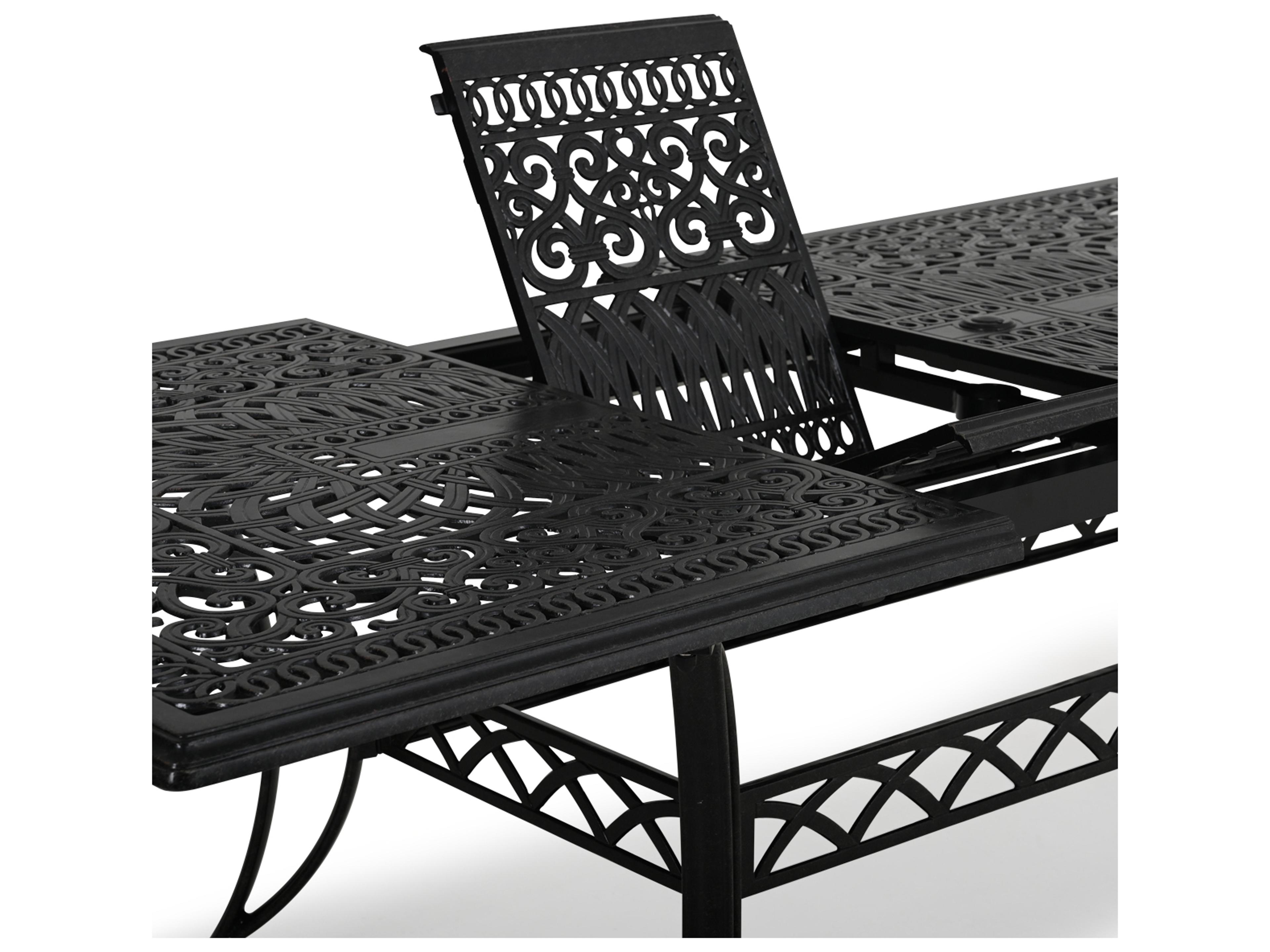 Watermark Living Dauphine Cast Aluminum Rectangular Patio Dining Table with Umbrella Hole