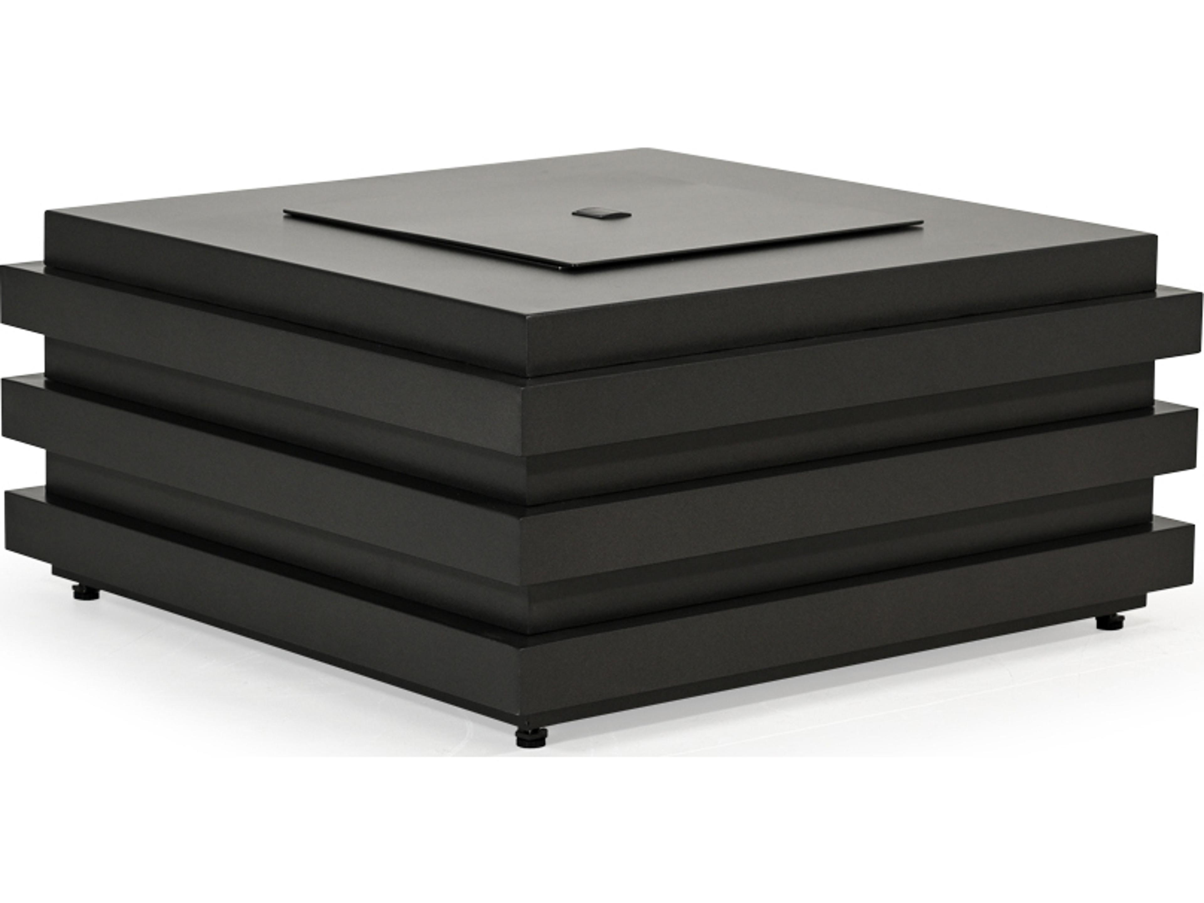 Covina Aluminum Square Outdoor Patio Fire Pit Table with Lid