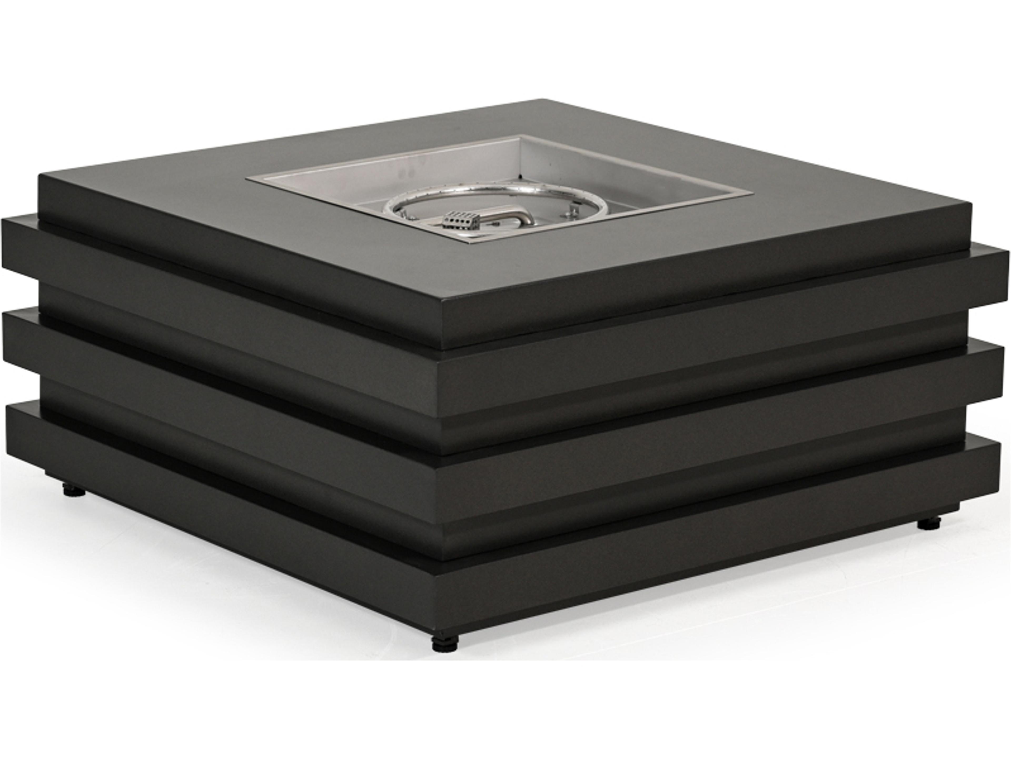 Watermark Living Covina Aluminum Square Outdoor Patio Fire Pit Table with Lid