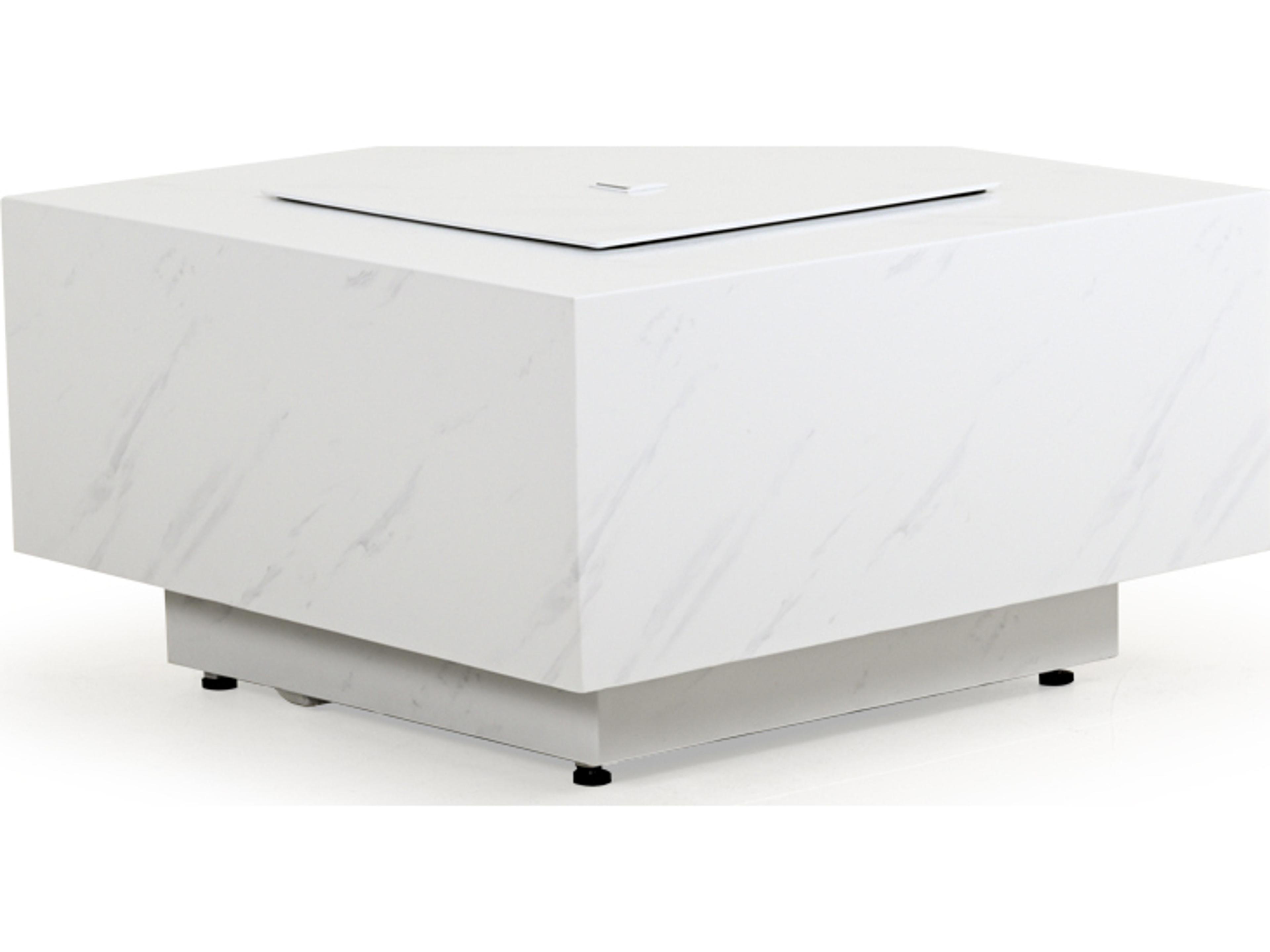 Santorini Aluminum Faux Marble Square Outdoor Patio Fire Pit Table