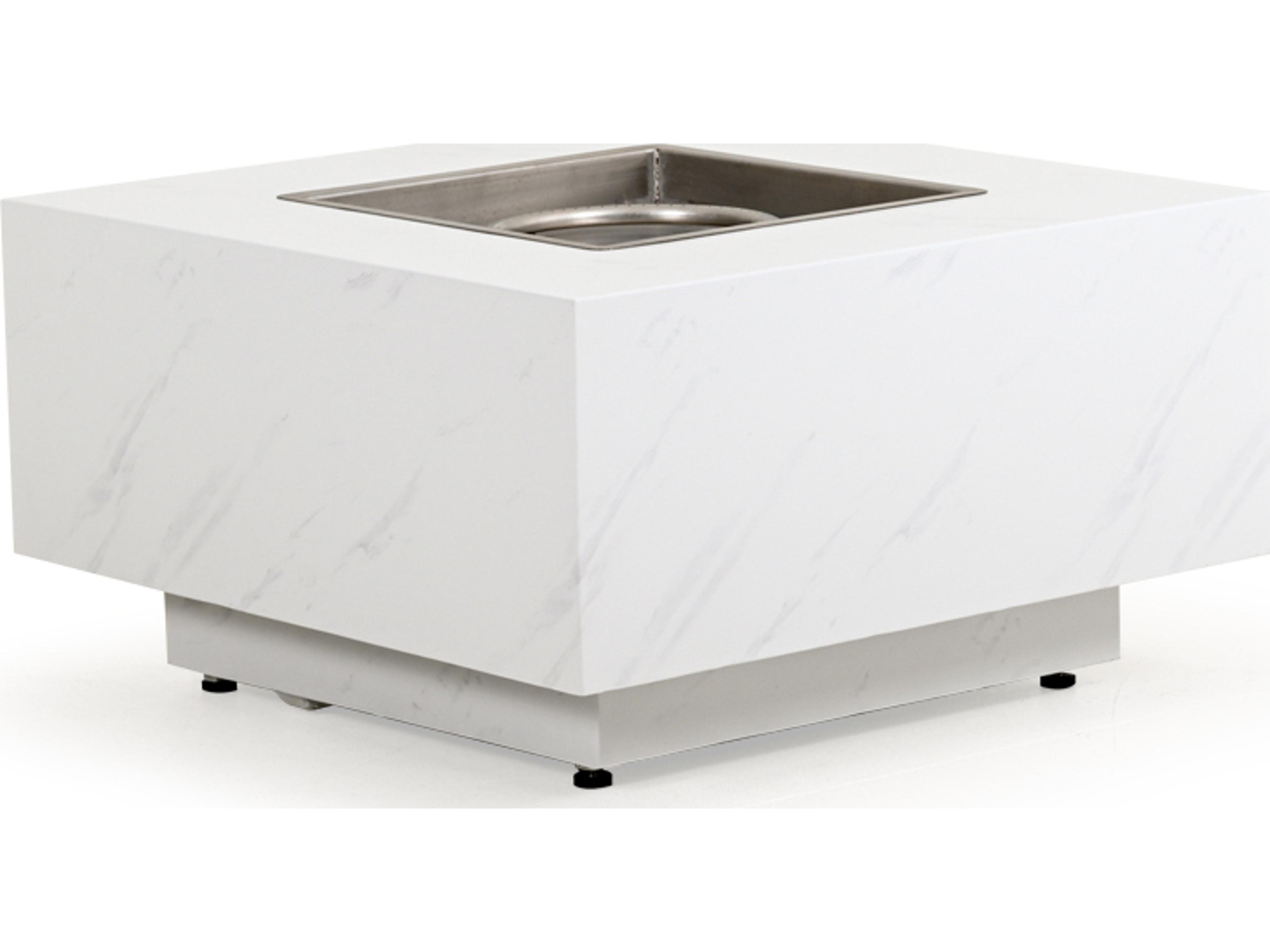 Watermark Living Santorini Aluminum Faux Marble Square Outdoor Patio Fire Pit Table