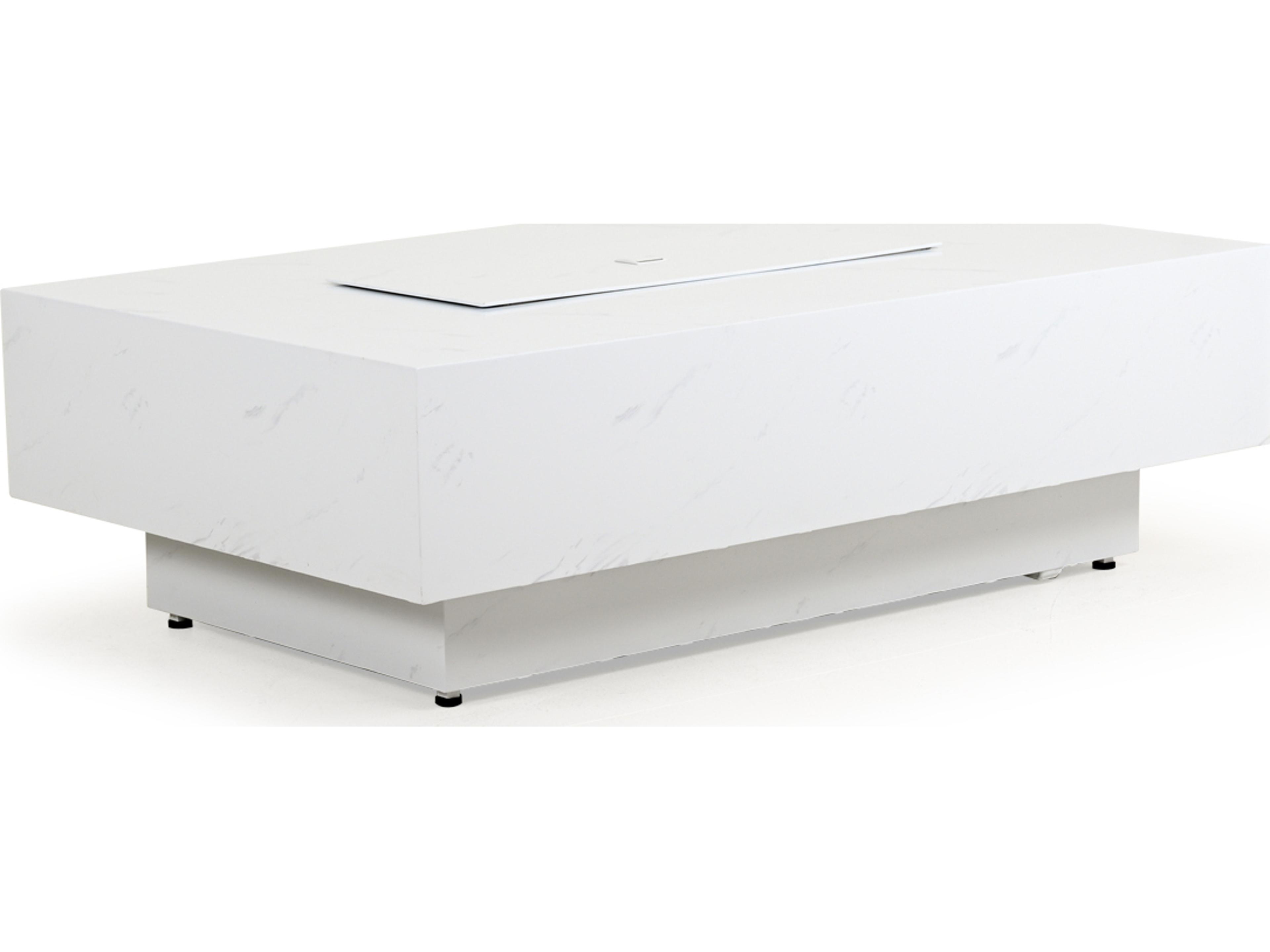 Santorini Aluminum Faux Marble Rectangular Patio Fire Pit Table