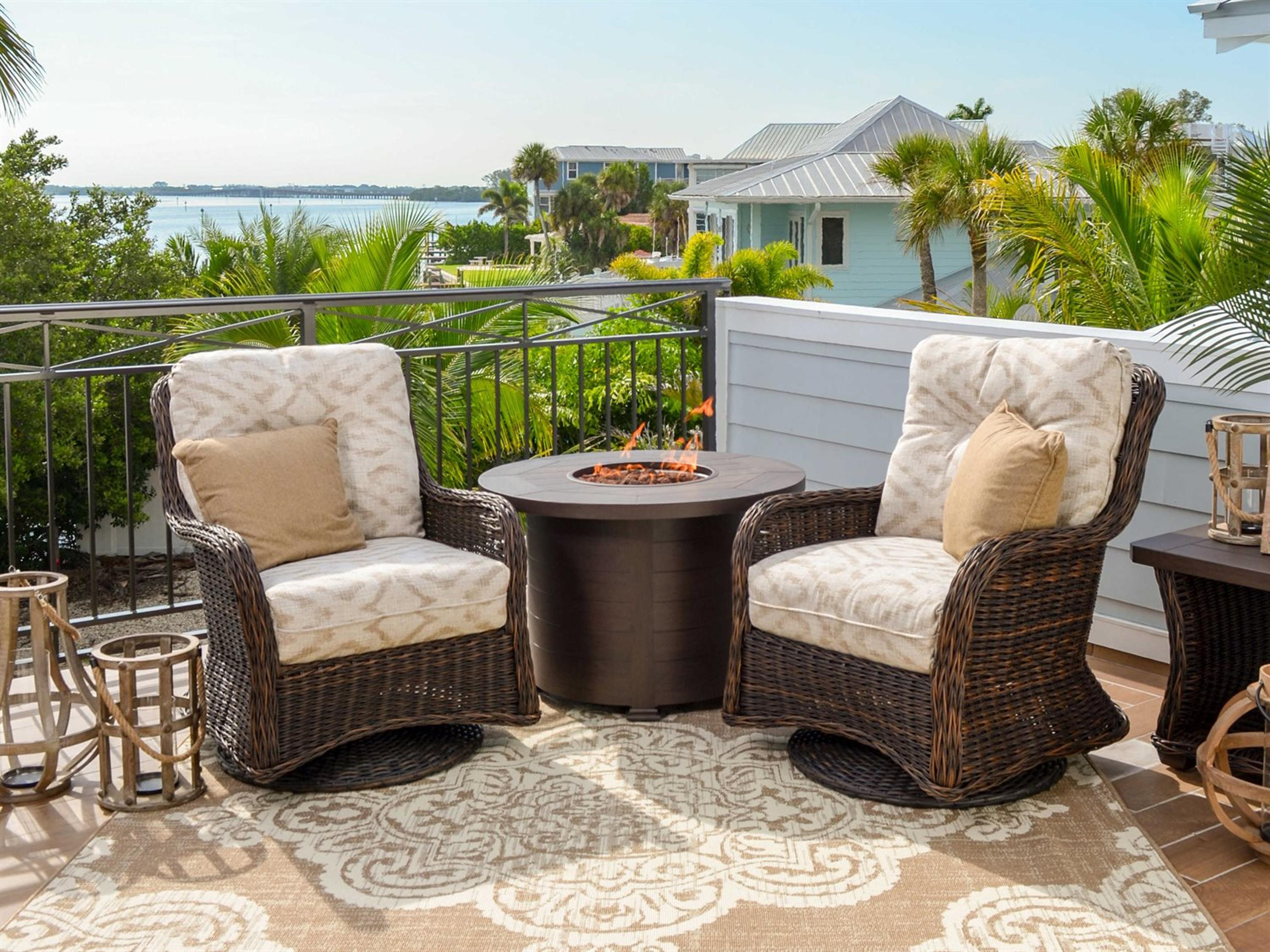 Riverside Wicker Fire Pit Patio Lounge Set