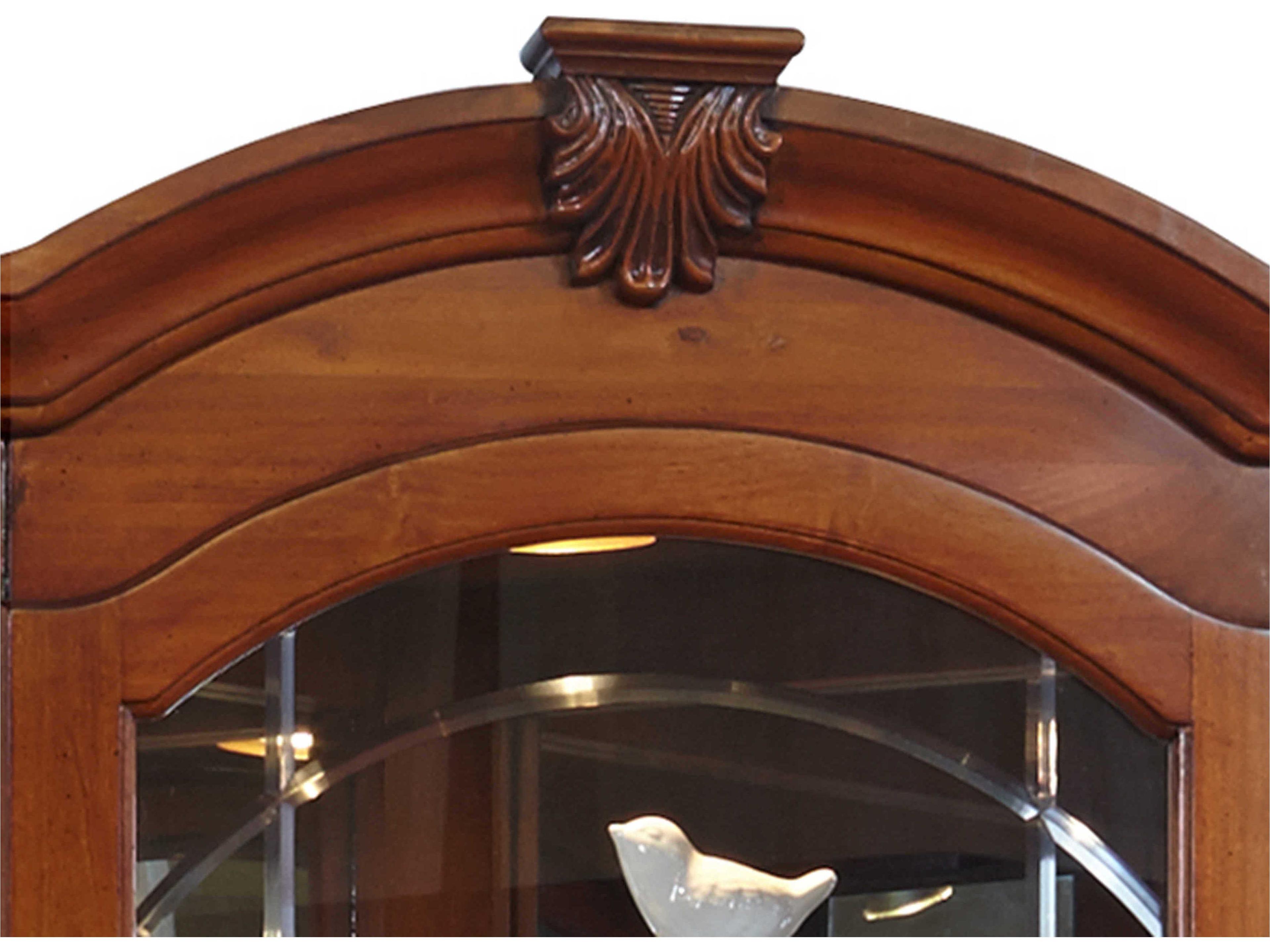 Pulaski Hardwood Warm Cherry Brown Mirrored Corner Curio Display Cabinet