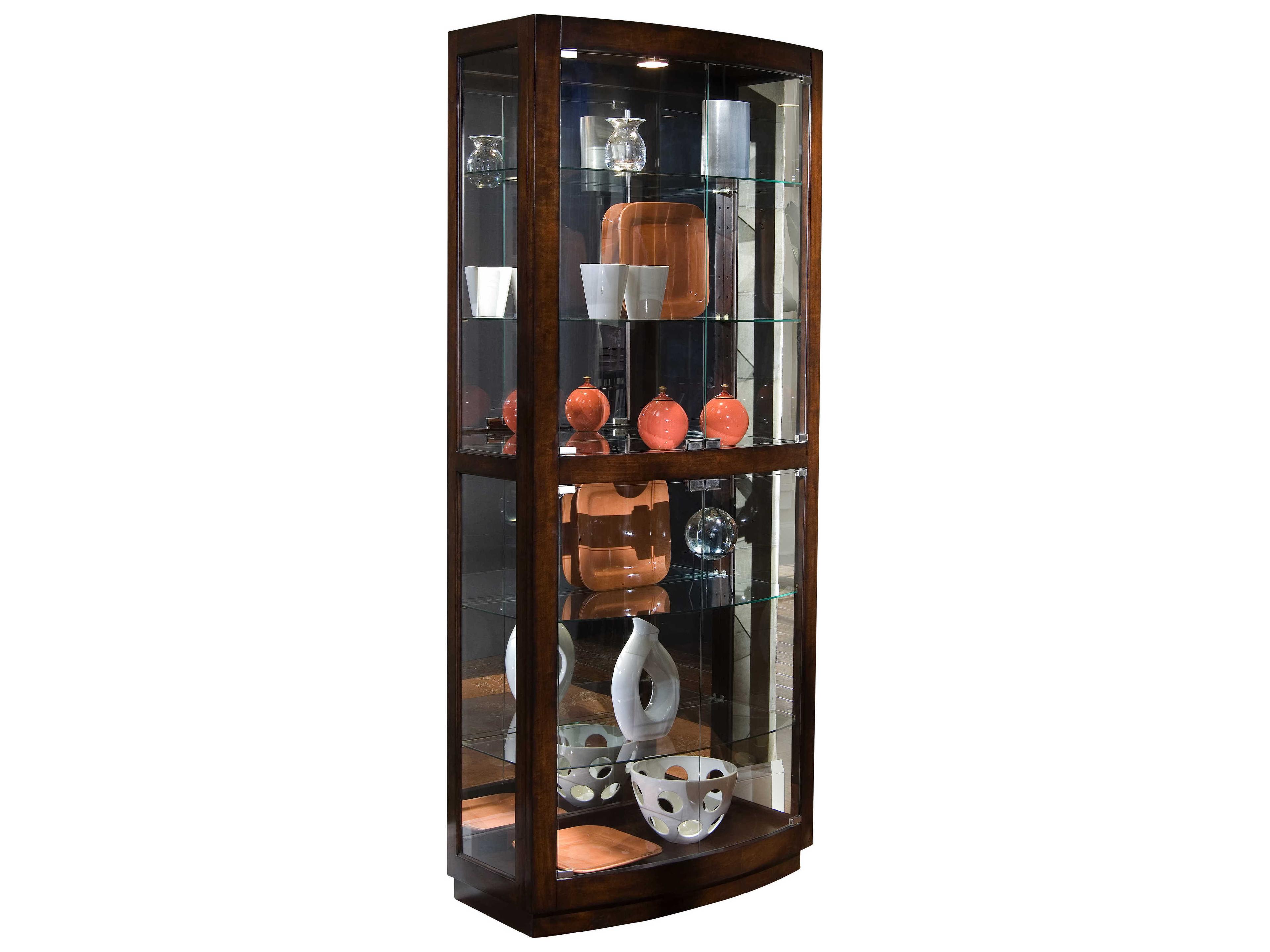 Pacific Heights Hardwood Mahogany Brown Curio Display Cabinet