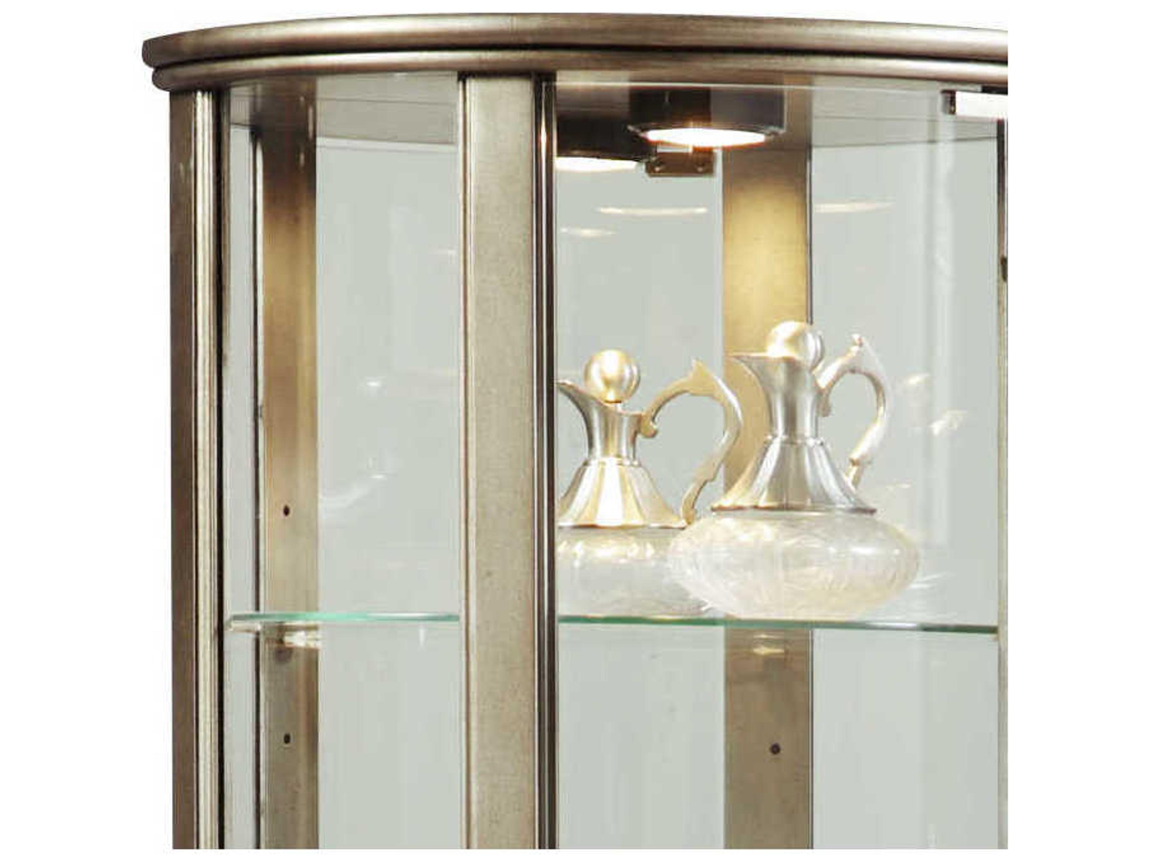 Pulaski Hardwood Aged Silver Curio Display Cabinet