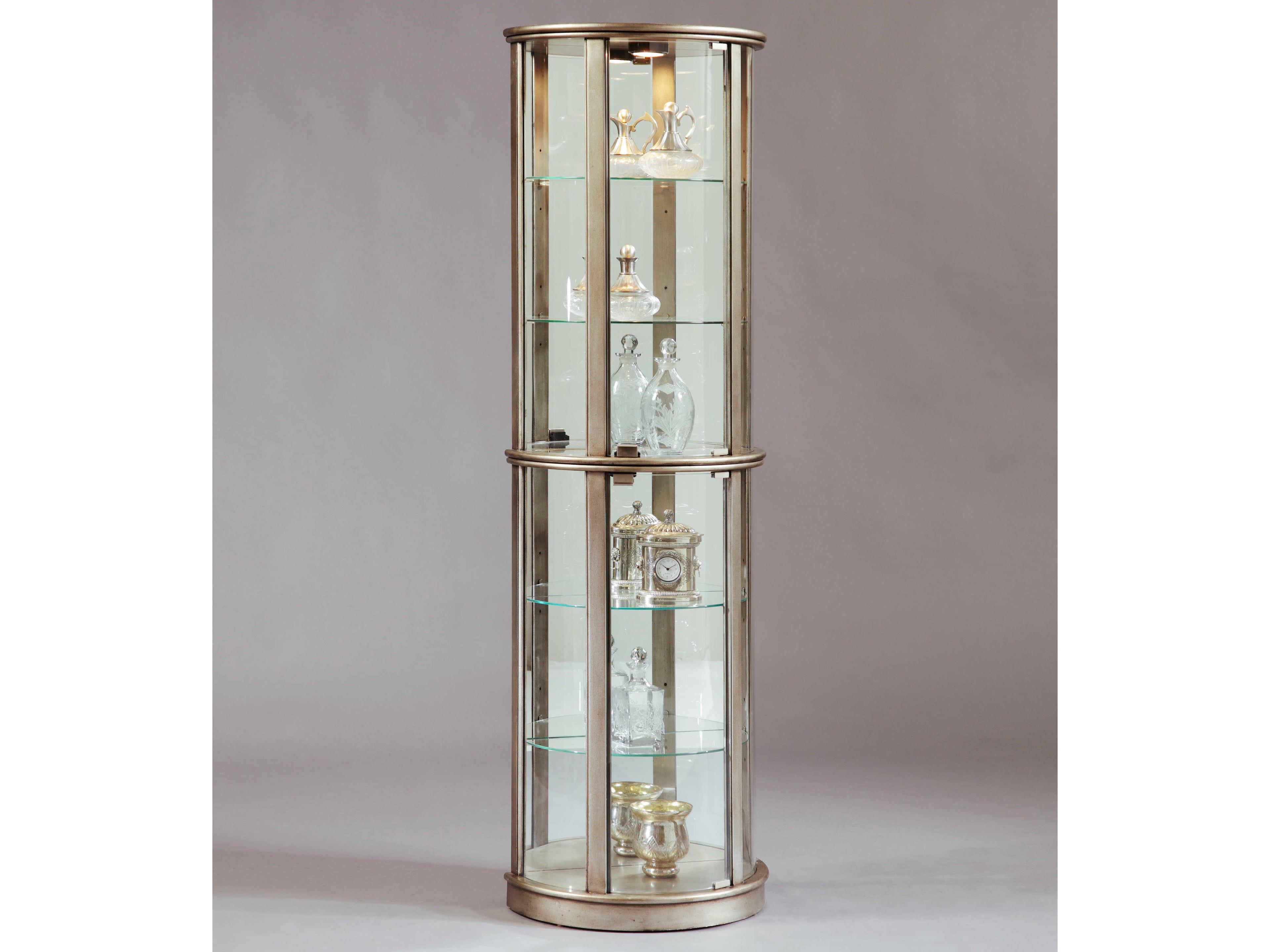Pulaski Hardwood Aged Silver Curio Display Cabinet