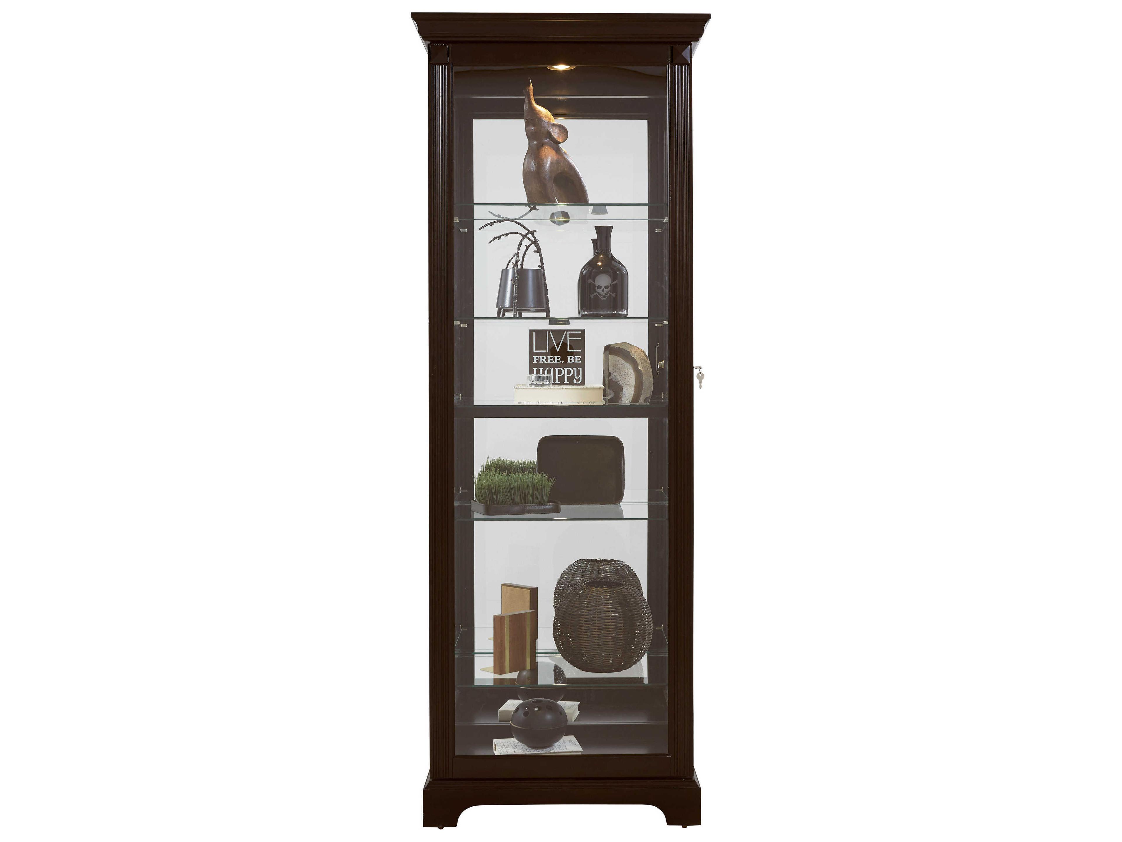 Pulaski Hardwood Deep Cherry Brown Curio Display Cabinet