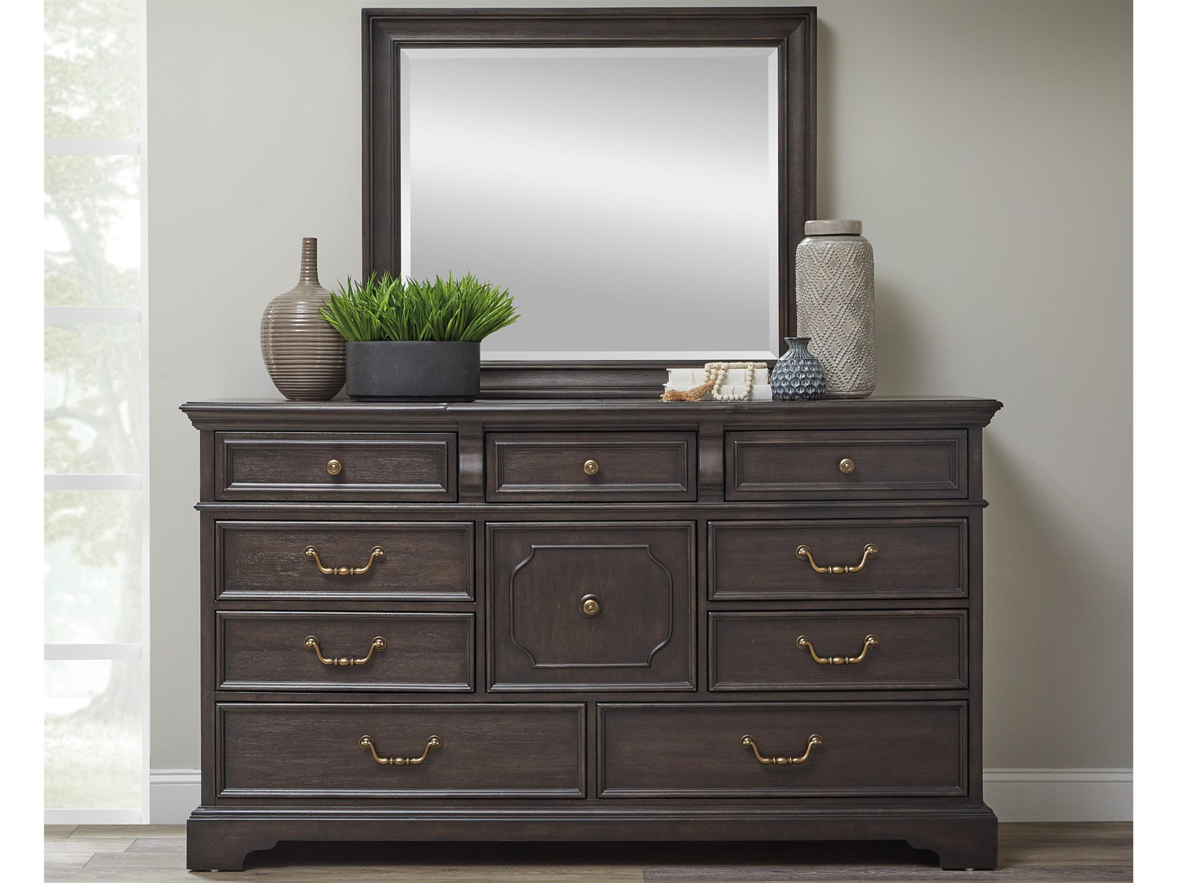 Hickory Creek Hickory Veneers & Rubberwood Dresser & Mirror Set