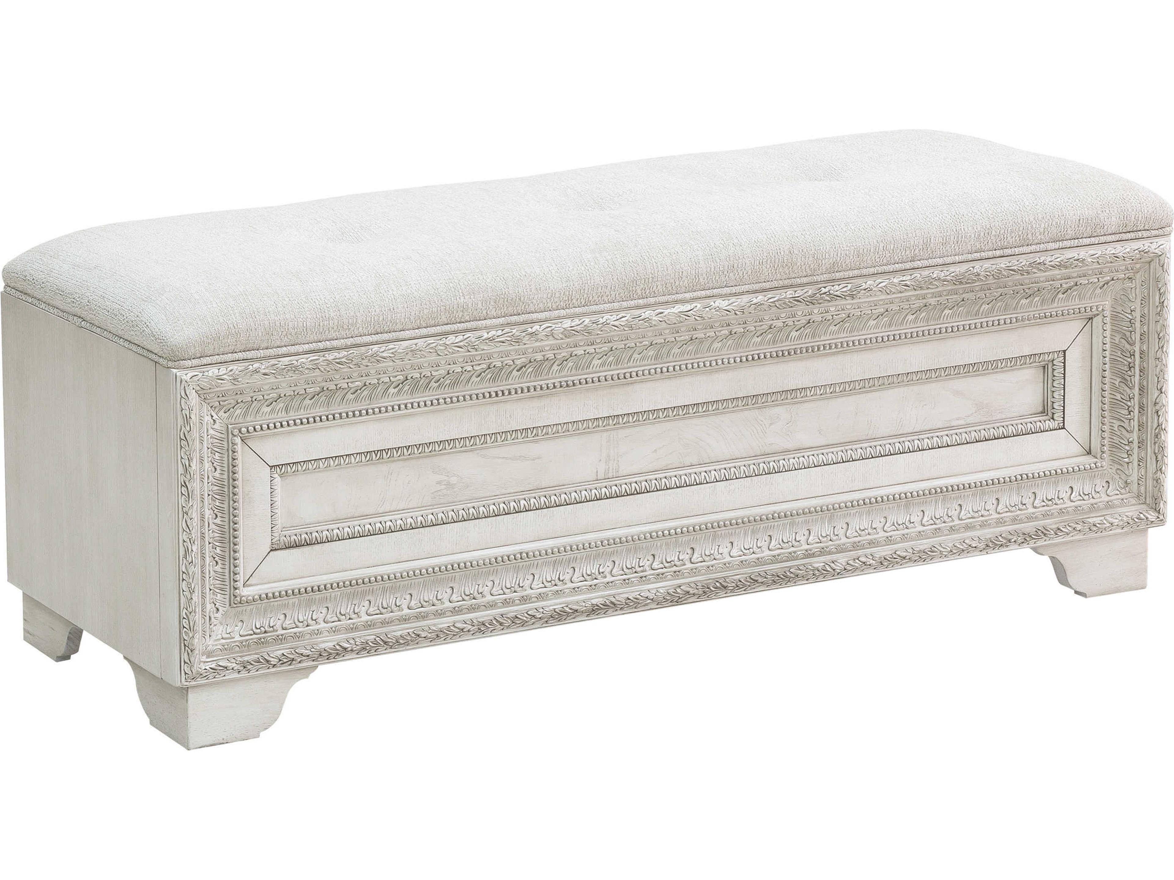 Camila Creamy White Upholstered Accent Bench